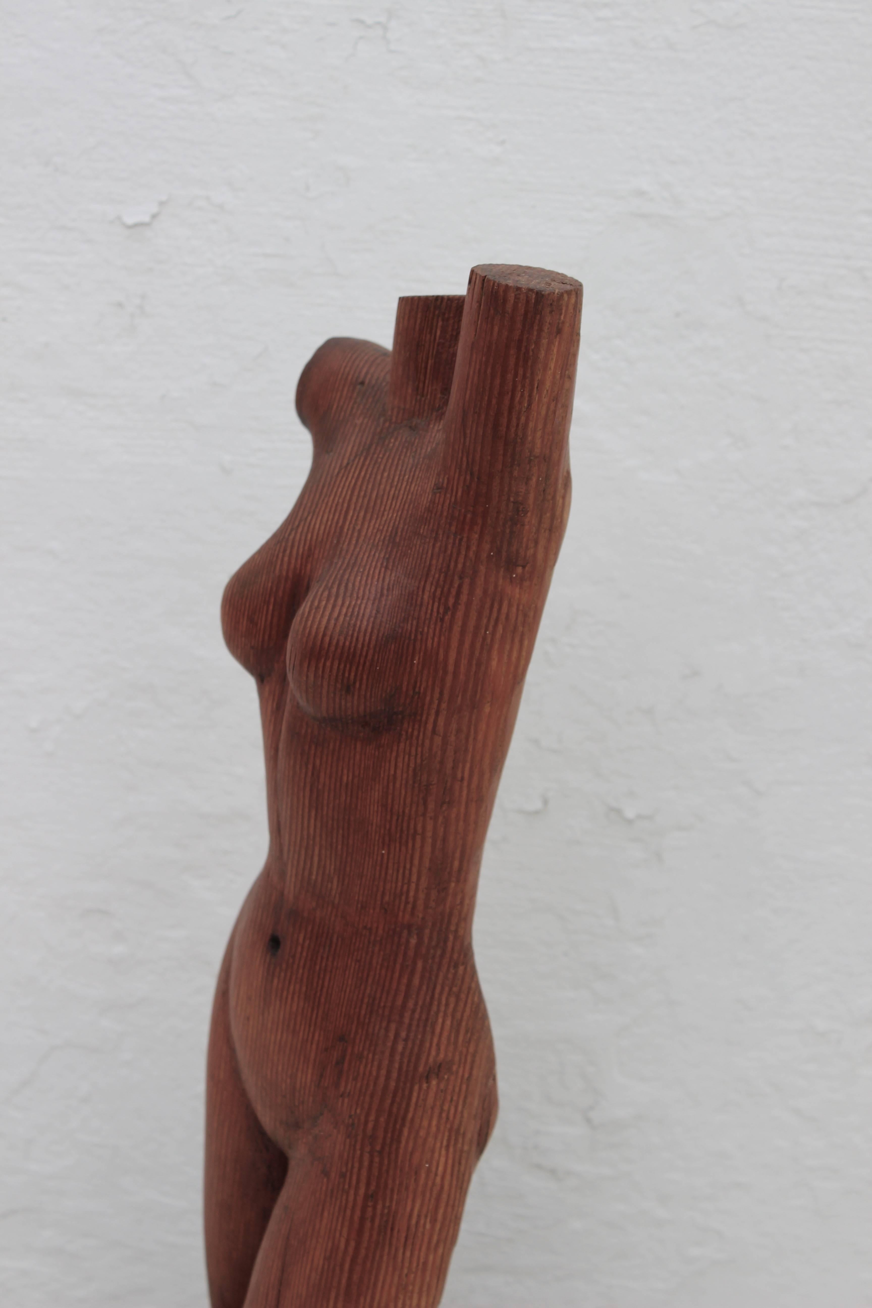 Carved Wood Female Sculpture In Good Condition In East Hampton, NY