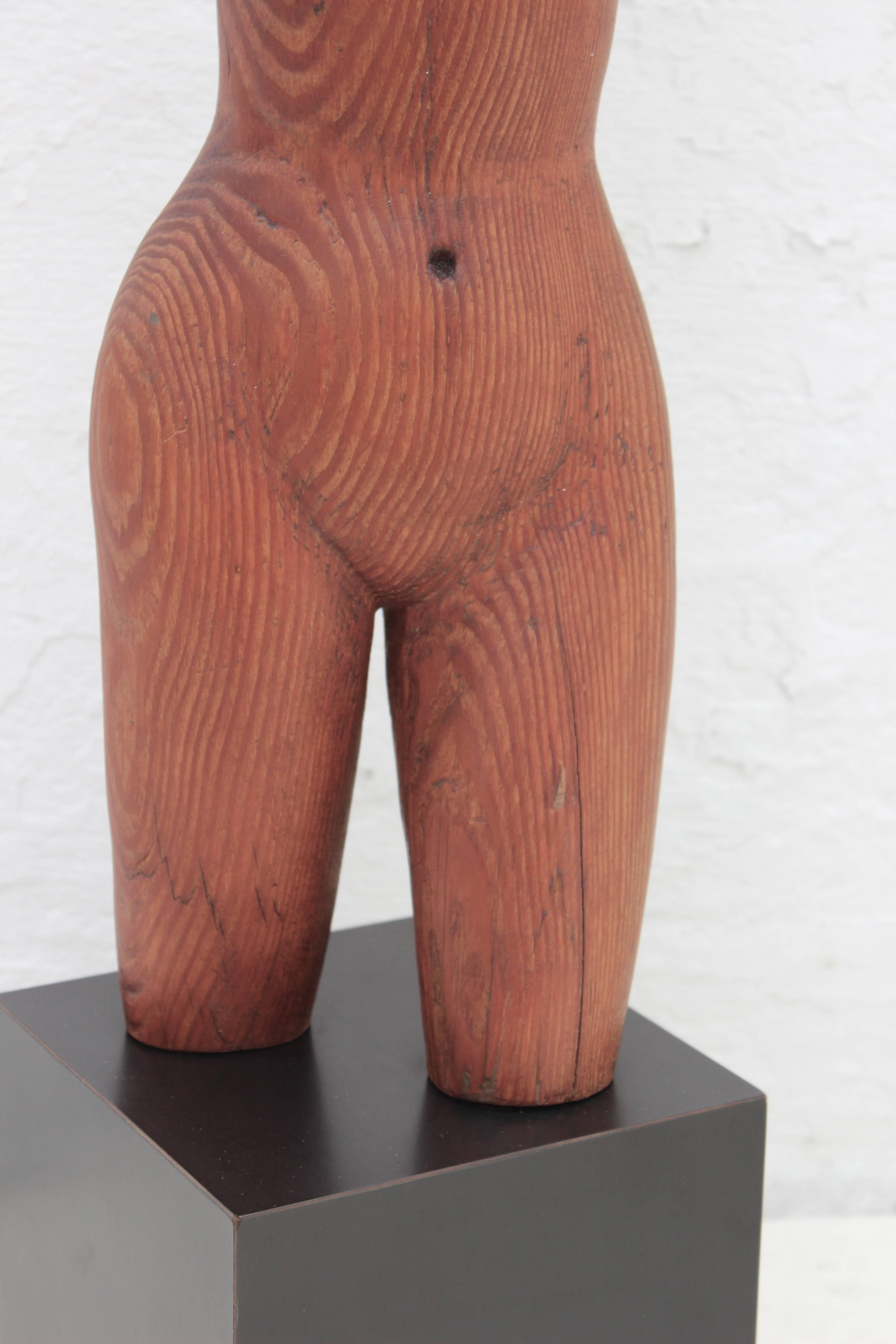 Mid-Century Modern Carved Wood Female Sculpture