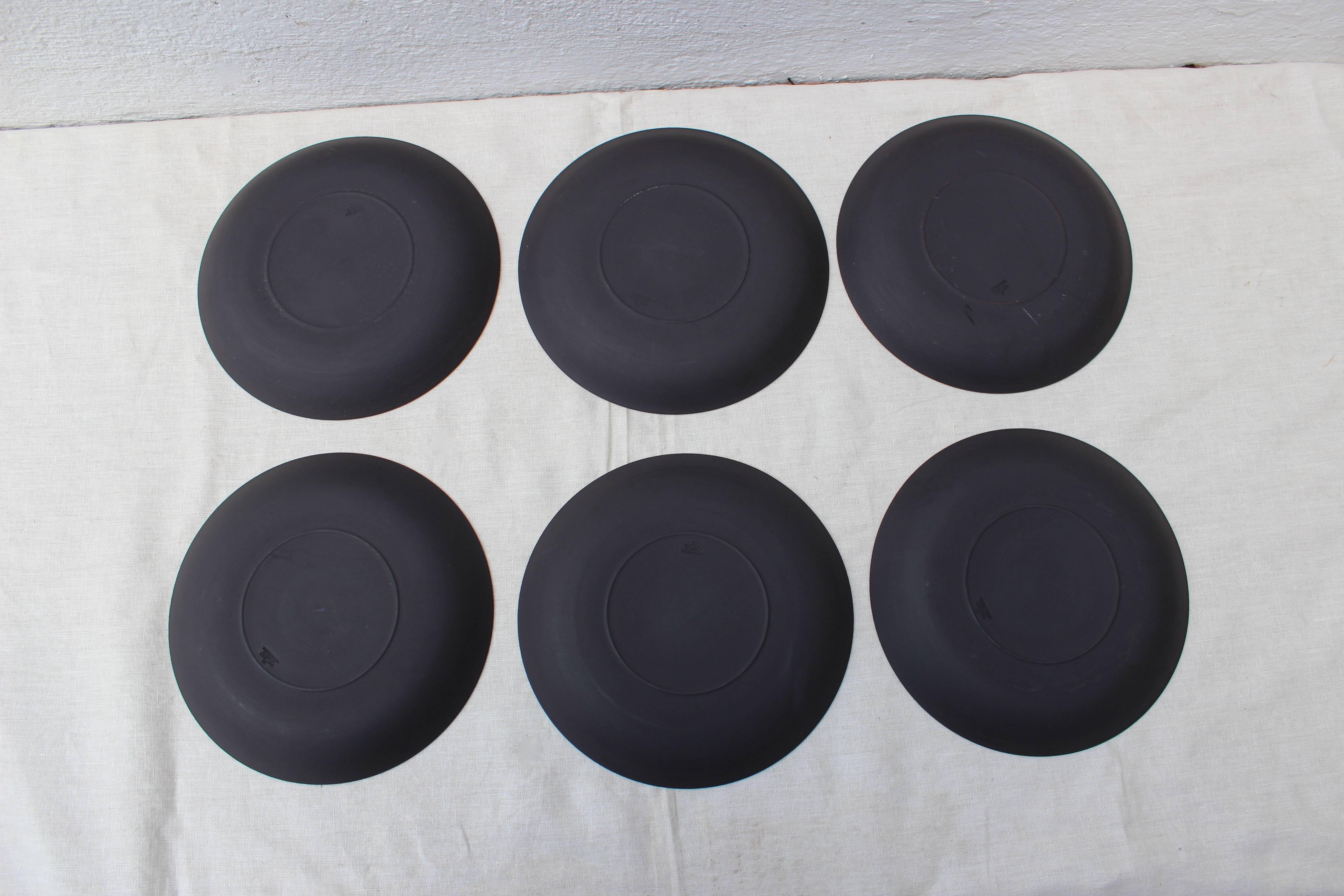 Set of Six Basalt Wedgwood Plates In Excellent Condition In East Hampton, NY
