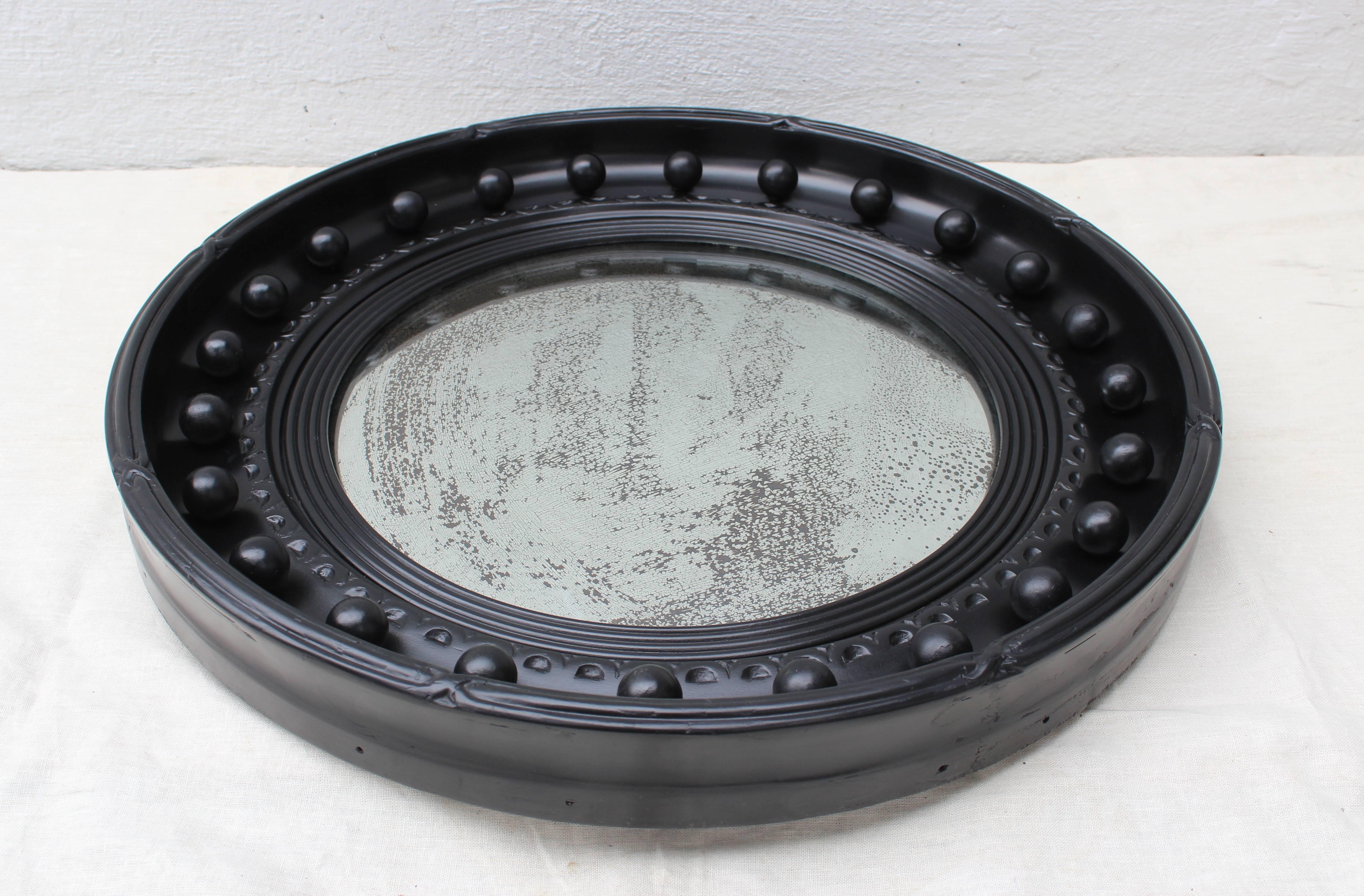 Ebonized Convex Mirror In Excellent Condition For Sale In East Hampton, NY