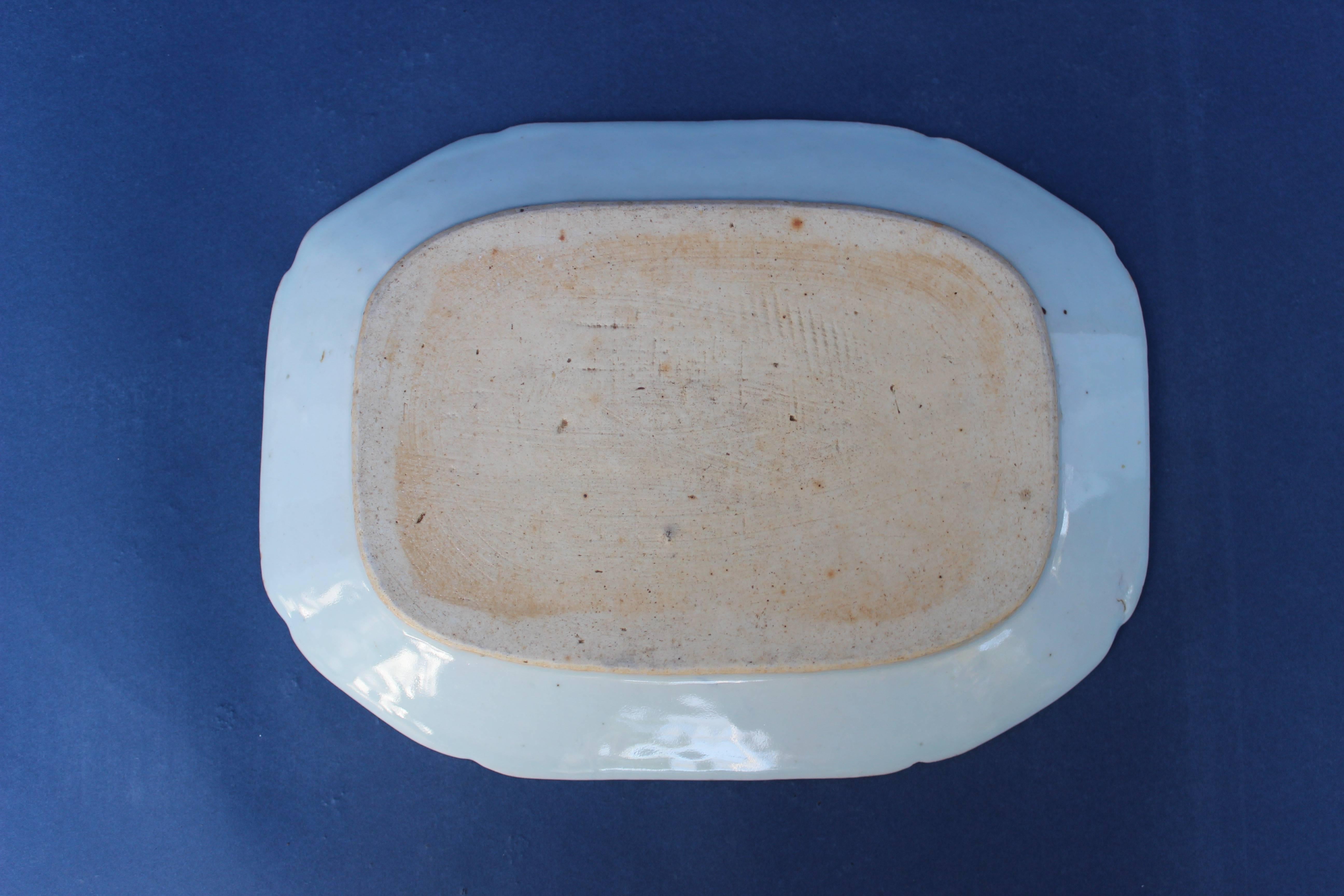 blue and white platter