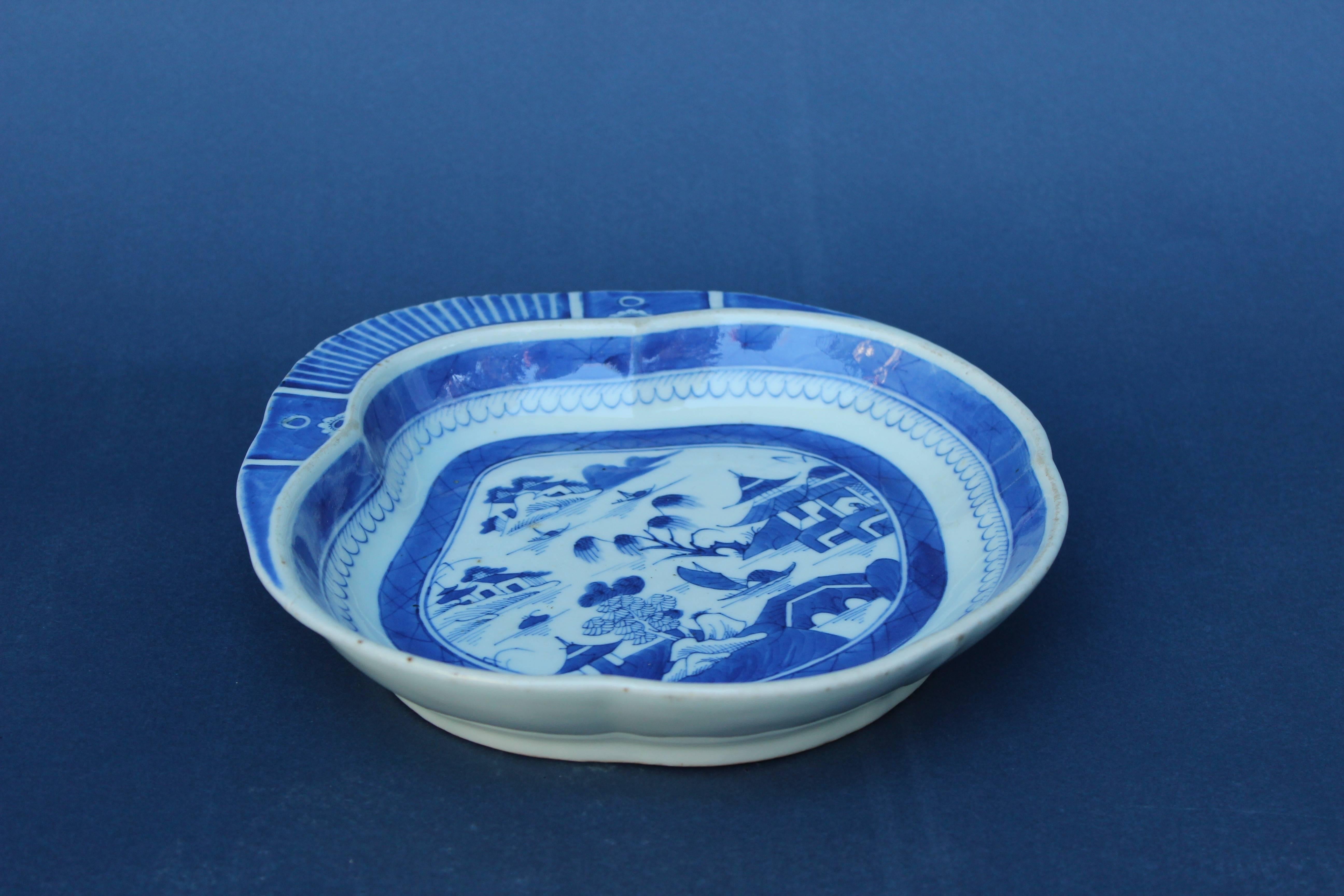 19th Century Chinese Blue and White Canton Dish