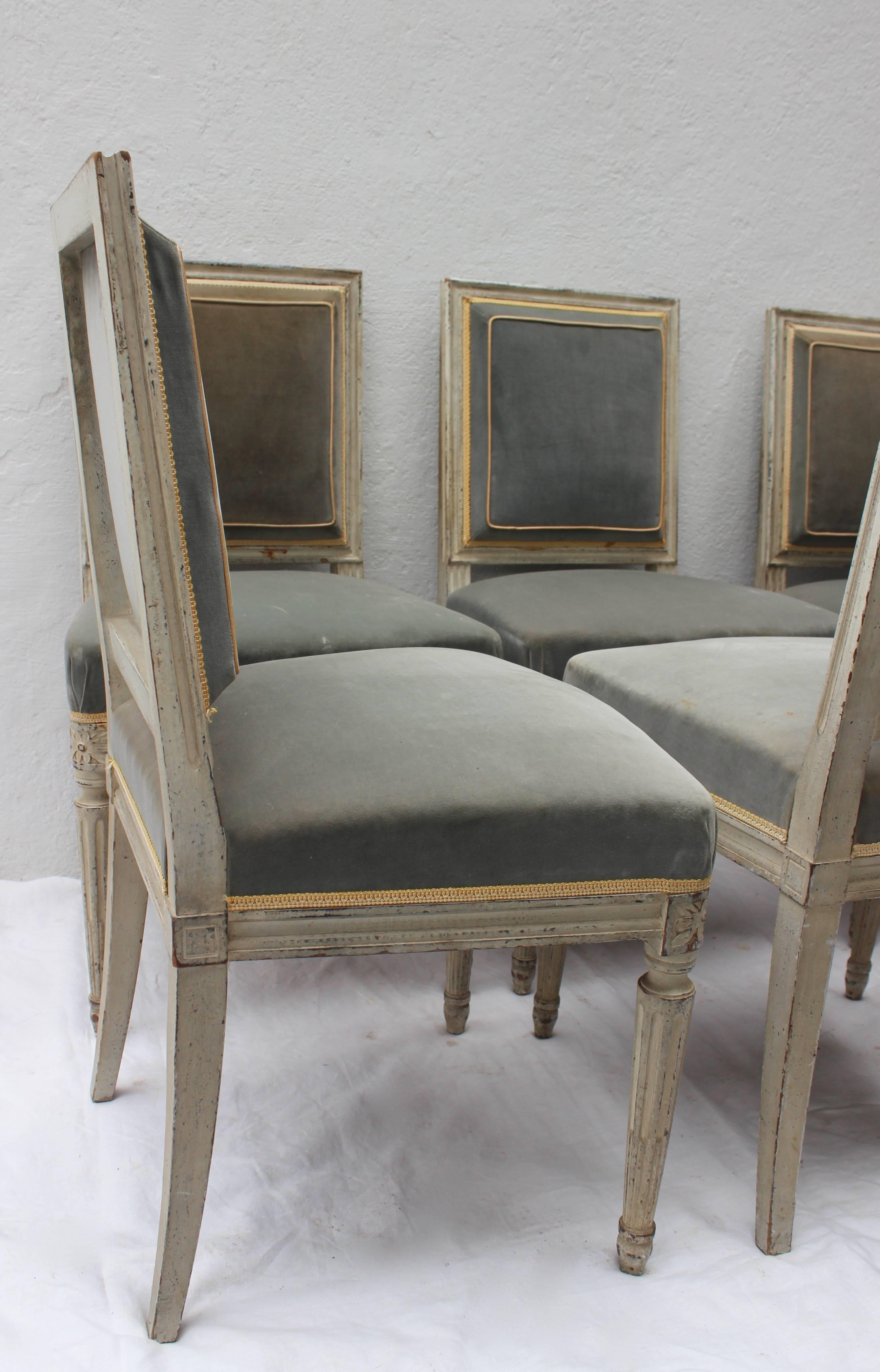 Set of Six Louis XVI Style Dining Chairs 4