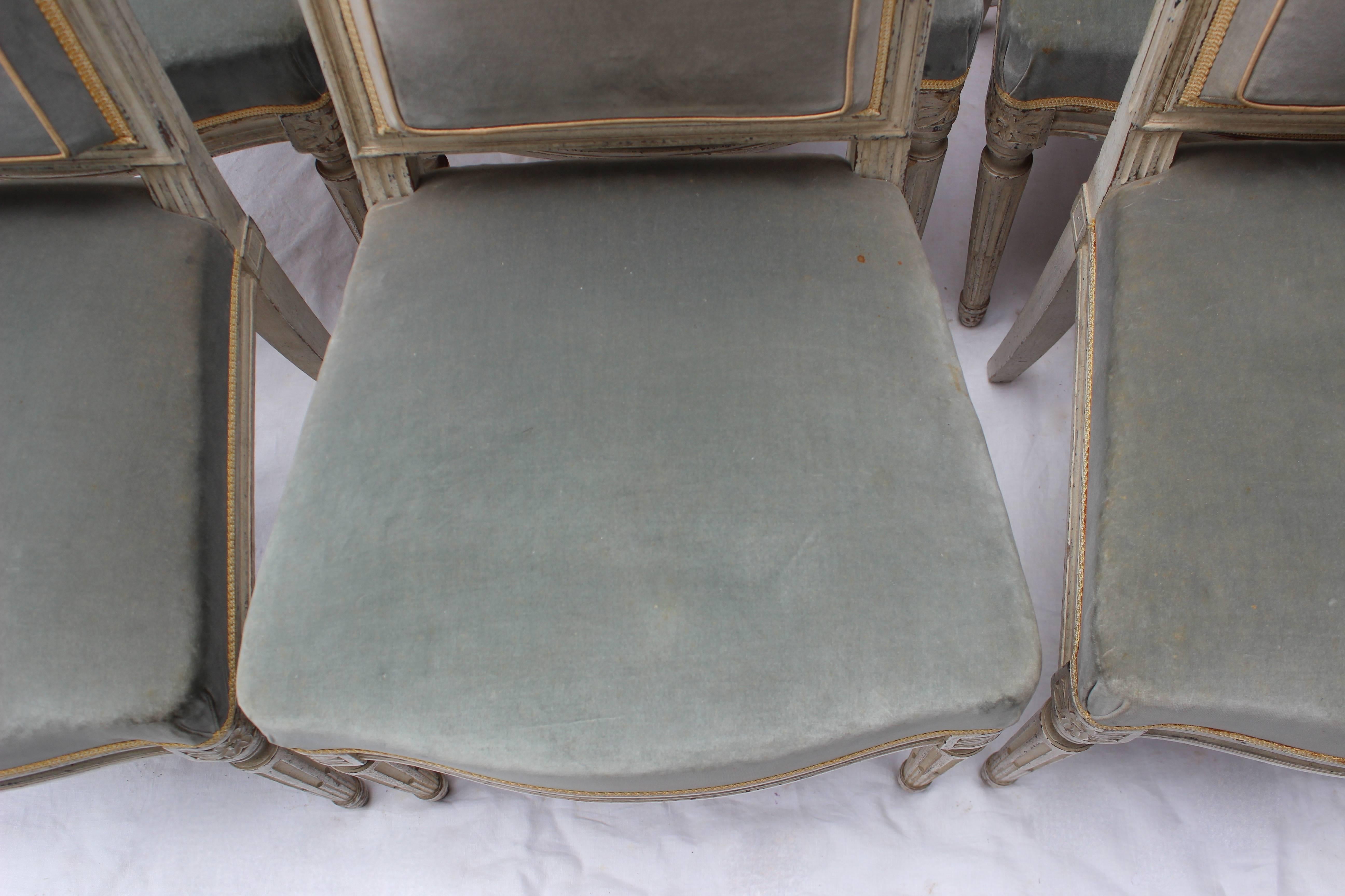 Set of Six Louis XVI Style Dining Chairs In Good Condition In East Hampton, NY