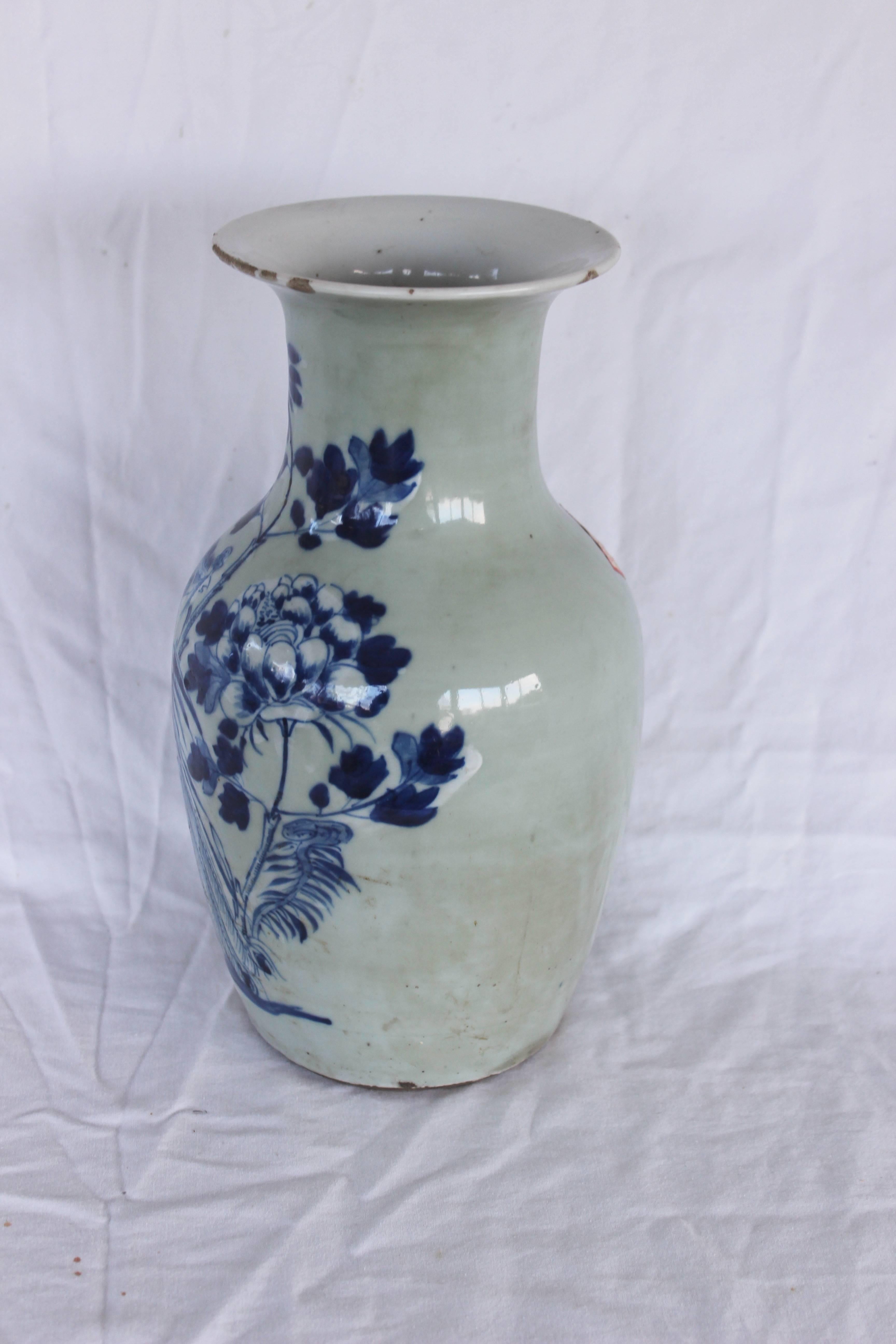 Chinese blue and white ceramic vase.