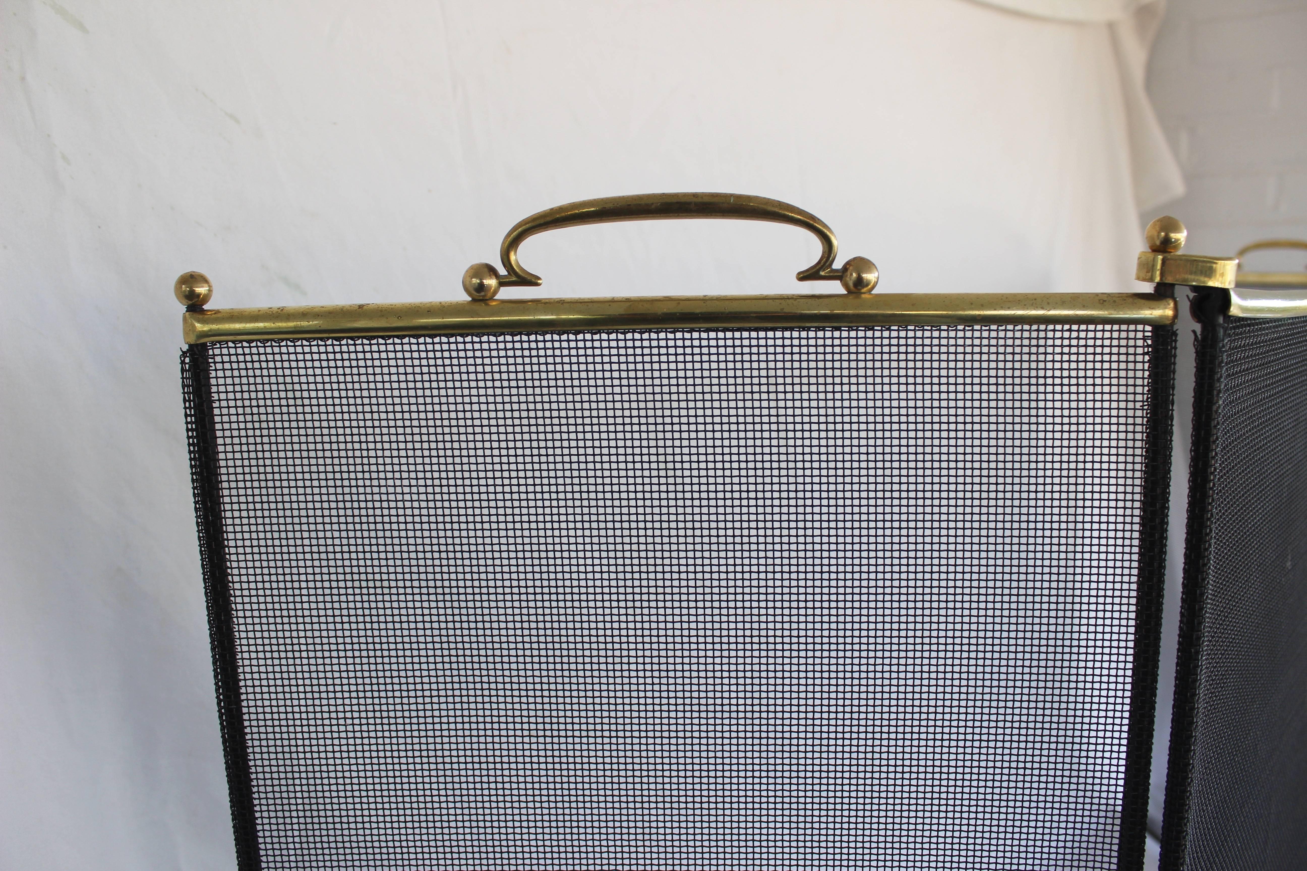 Brass and Metal Fireplace Screen In Good Condition In East Hampton, NY