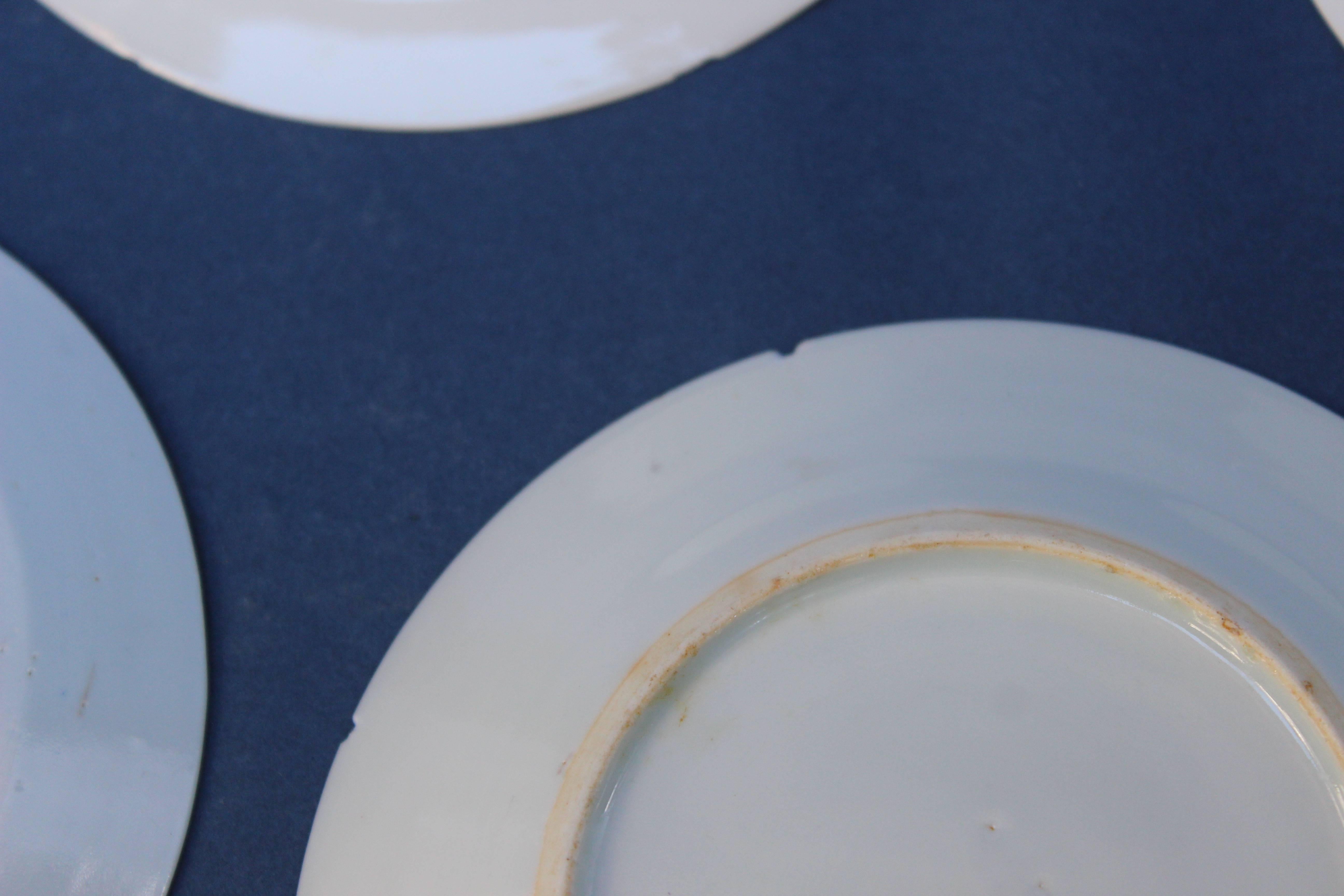 20th Century Set of Five Chinese Blue and White Canton Plates