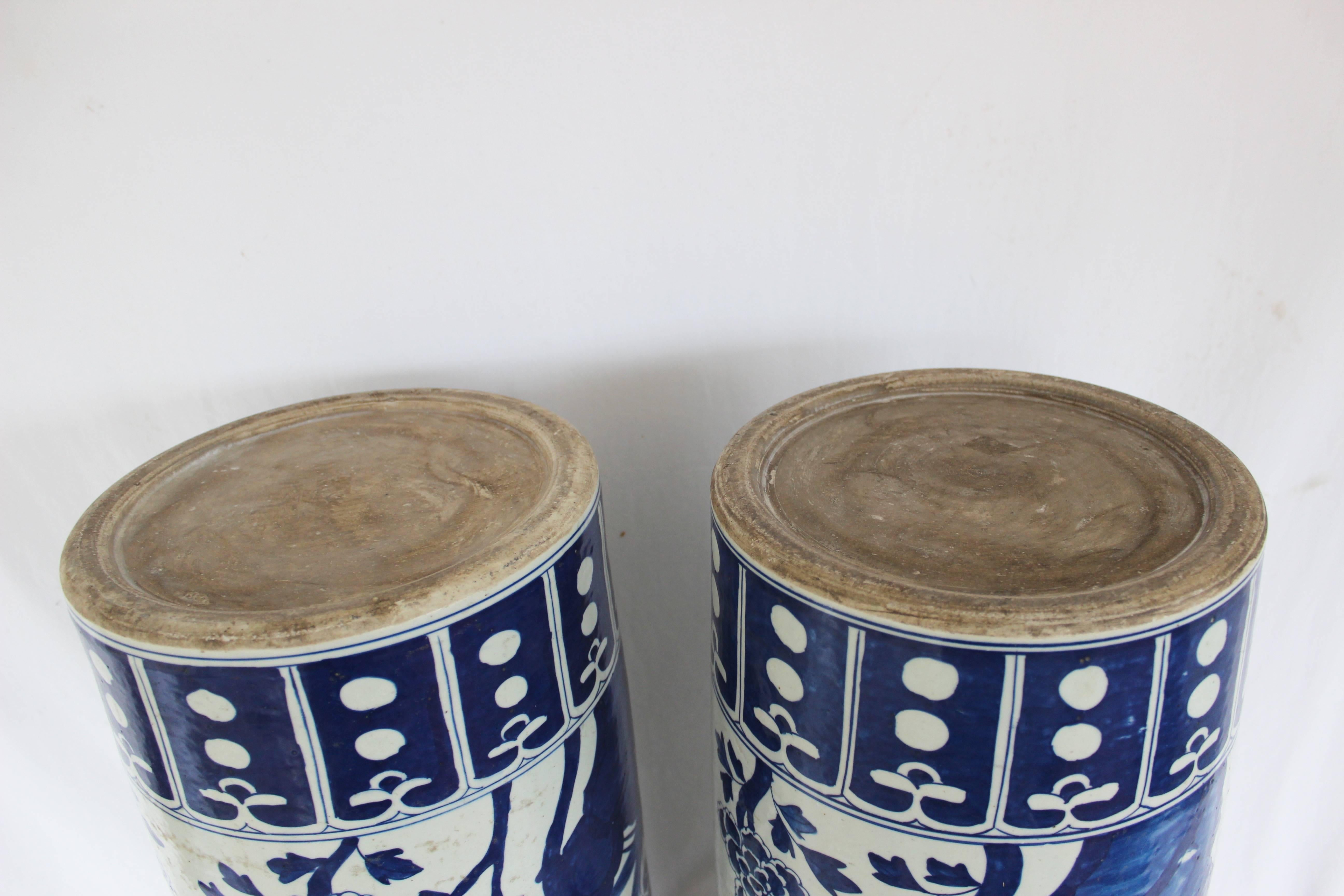 Pair of Chinese Blue and White Umbrella Stands 2