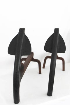 Pair of Iron Anchor Andirons