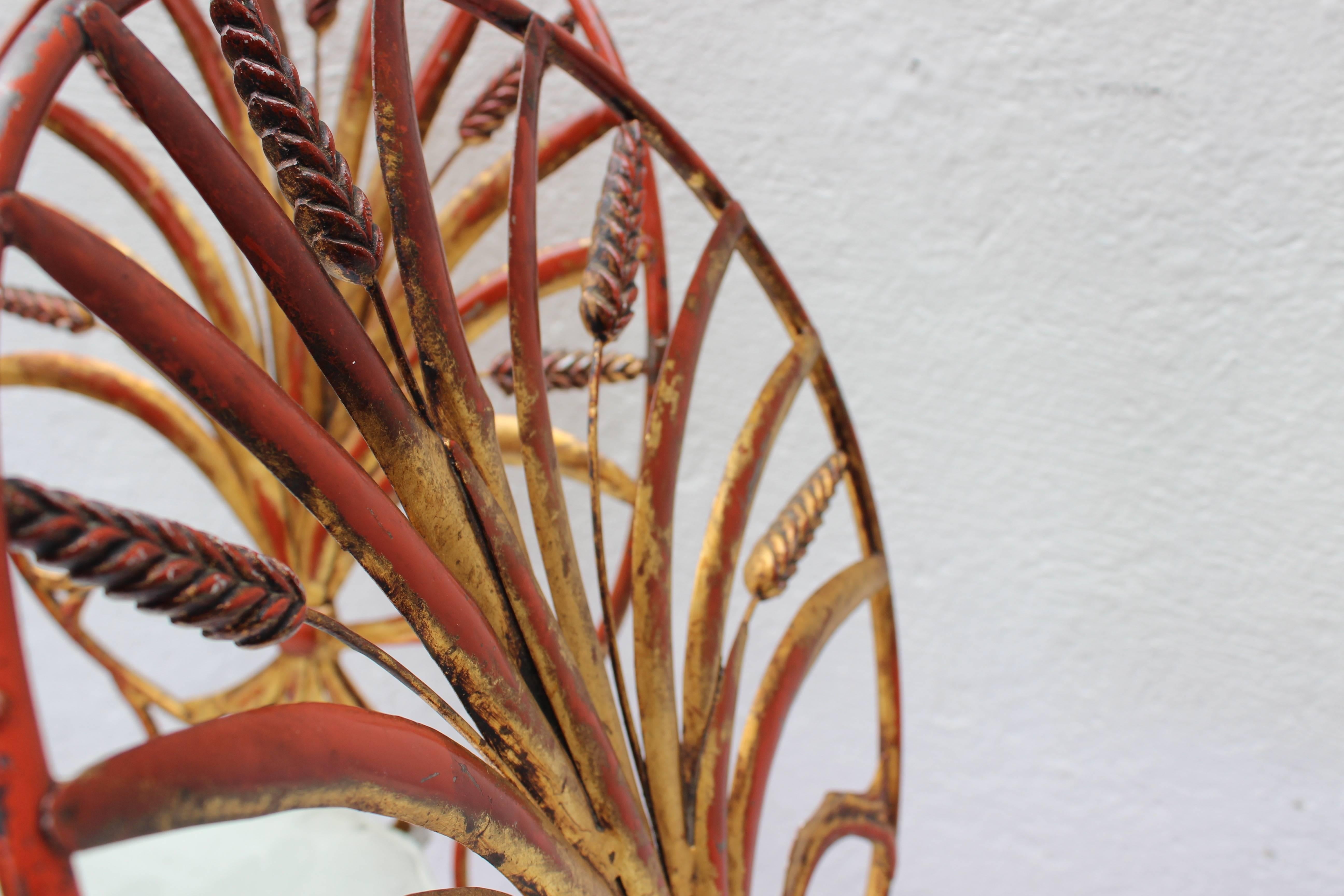 Set of Three Sheaf of Wheat Gilt Metal Chairs 4