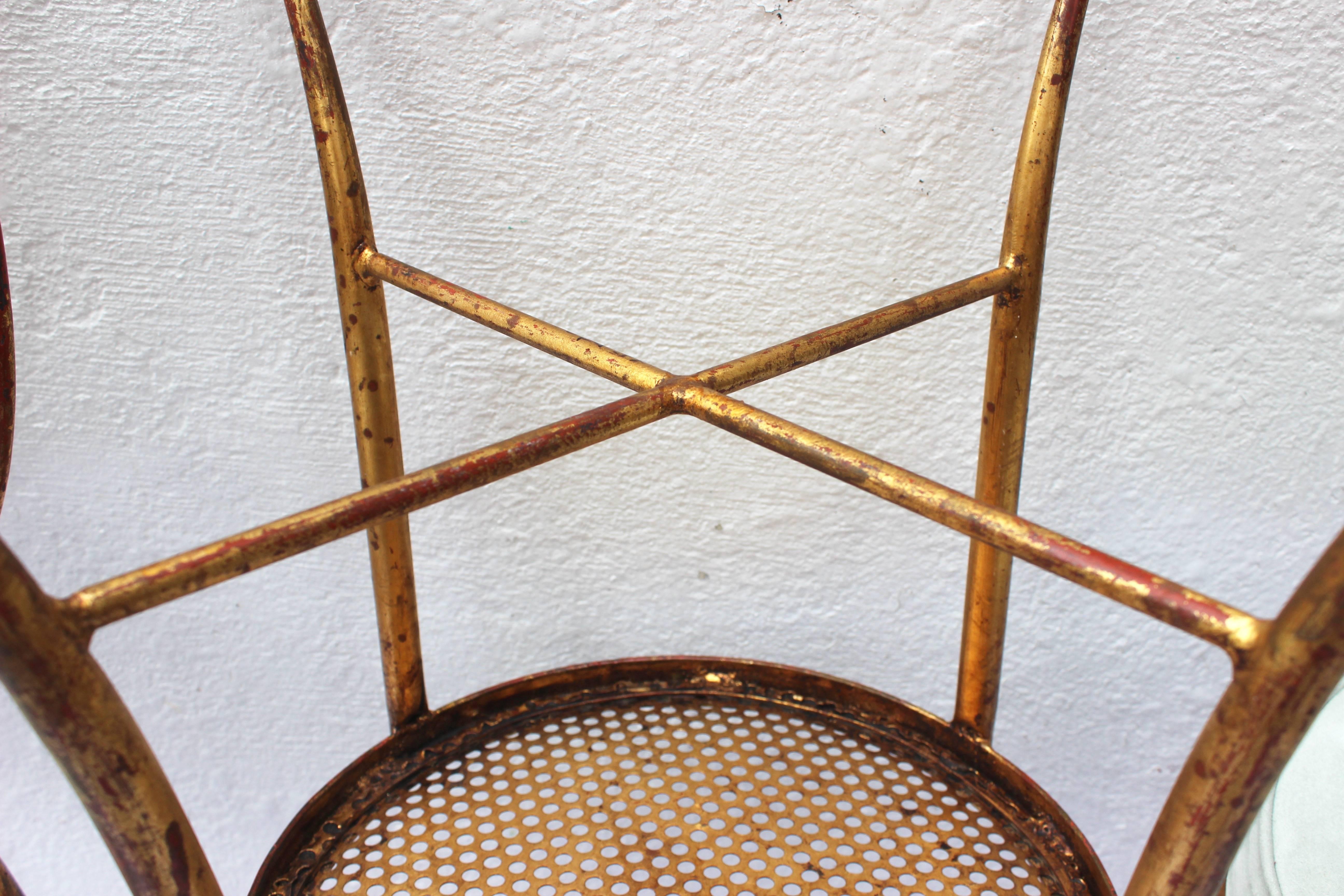 Set of Three Sheaf of Wheat Gilt Metal Chairs 6