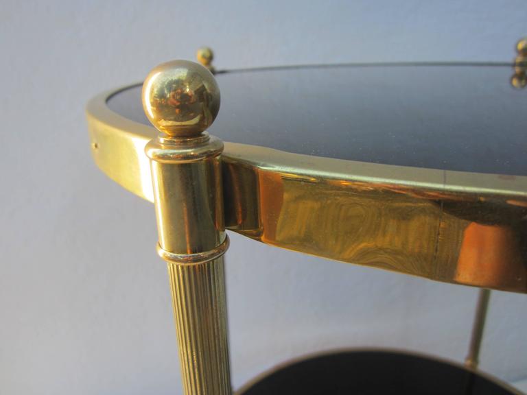 TwoTier Brass and Black Glass Side Table For Sale at 1stdibs