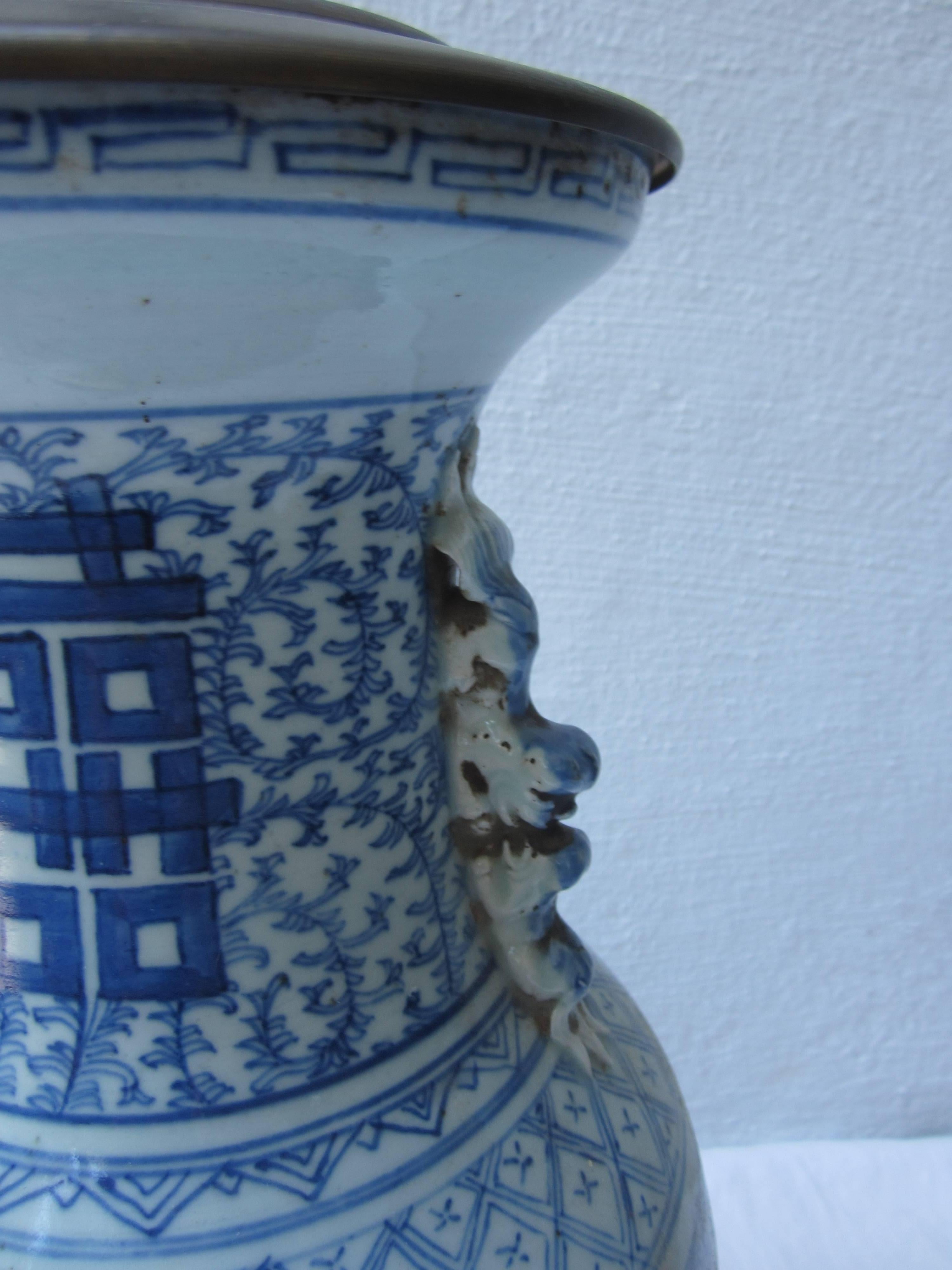 20th Century Chinese Blue and White Vase Lamp