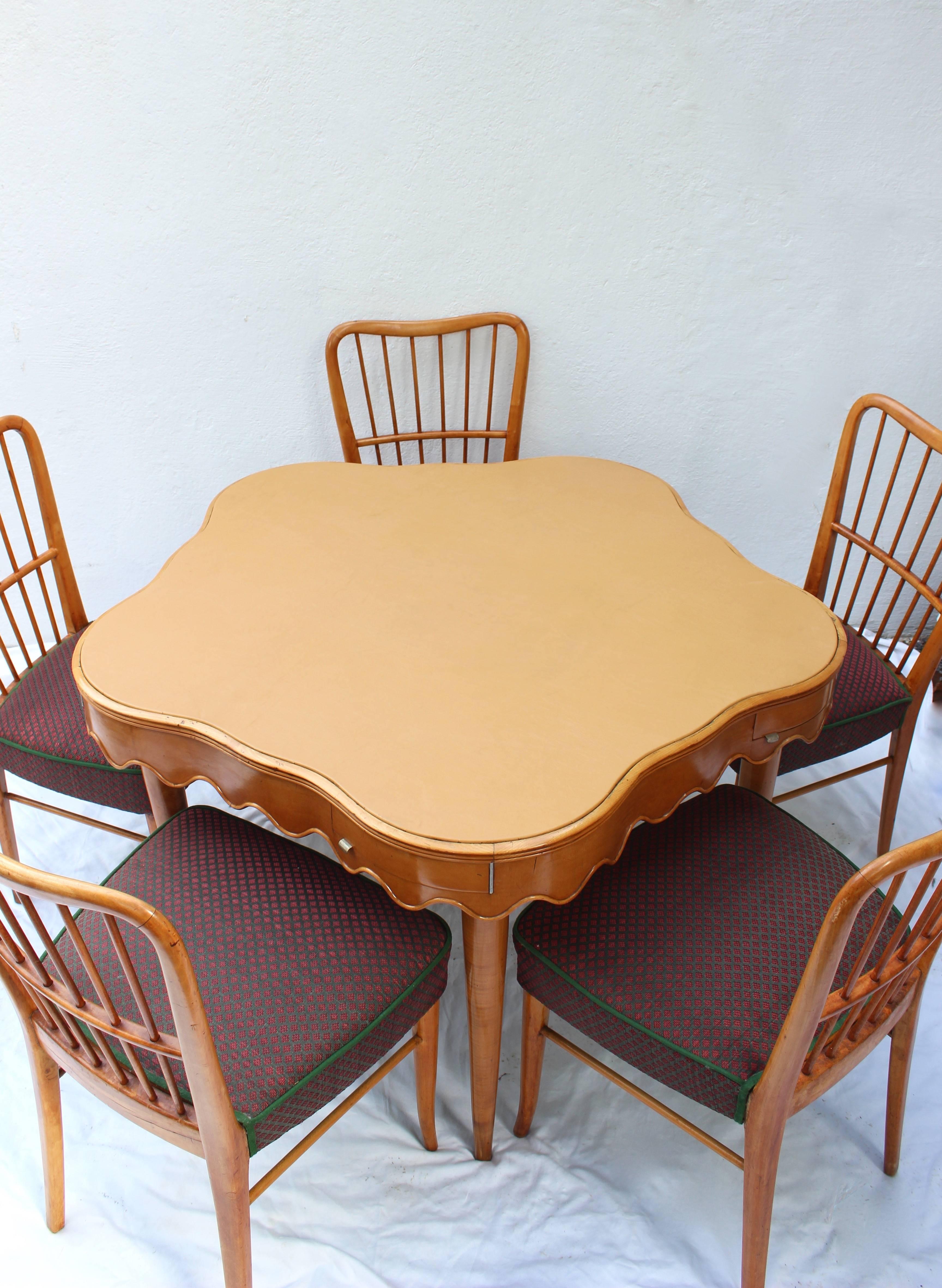 Italian Game Table with Five Chairs 1