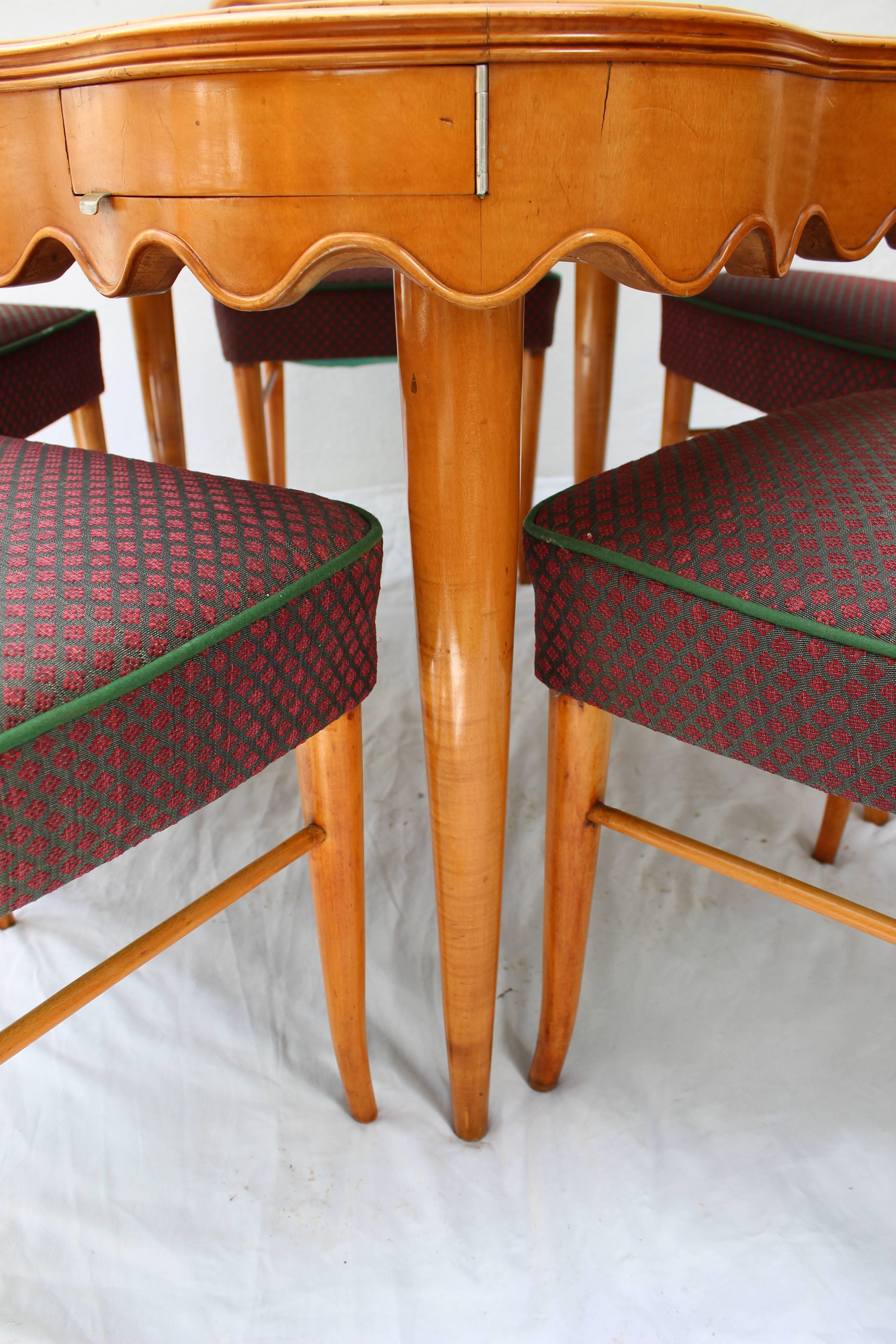 Italian Game Table with Five Chairs 2