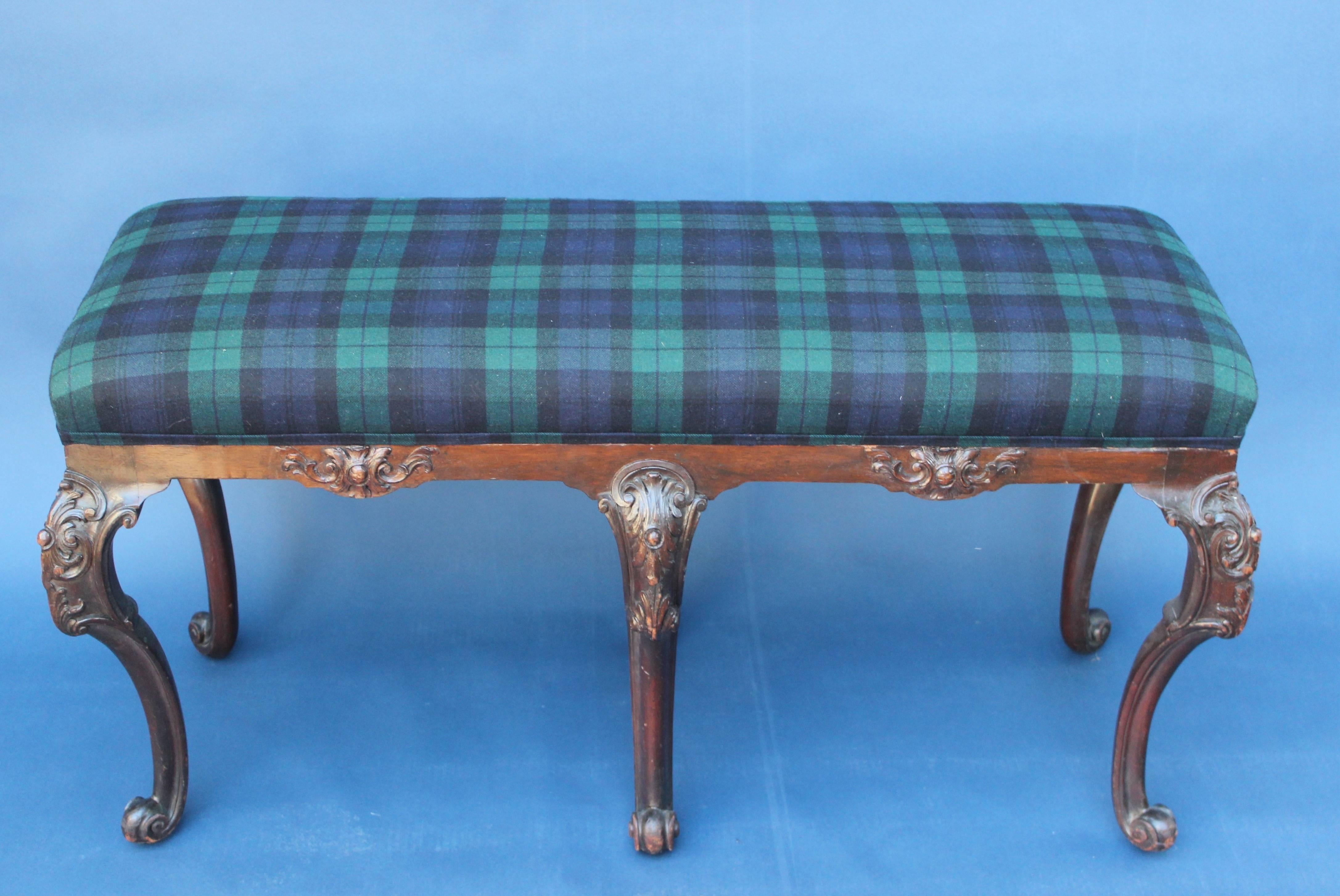 George III Style Upholstered Bench In Excellent Condition In East Hampton, NY