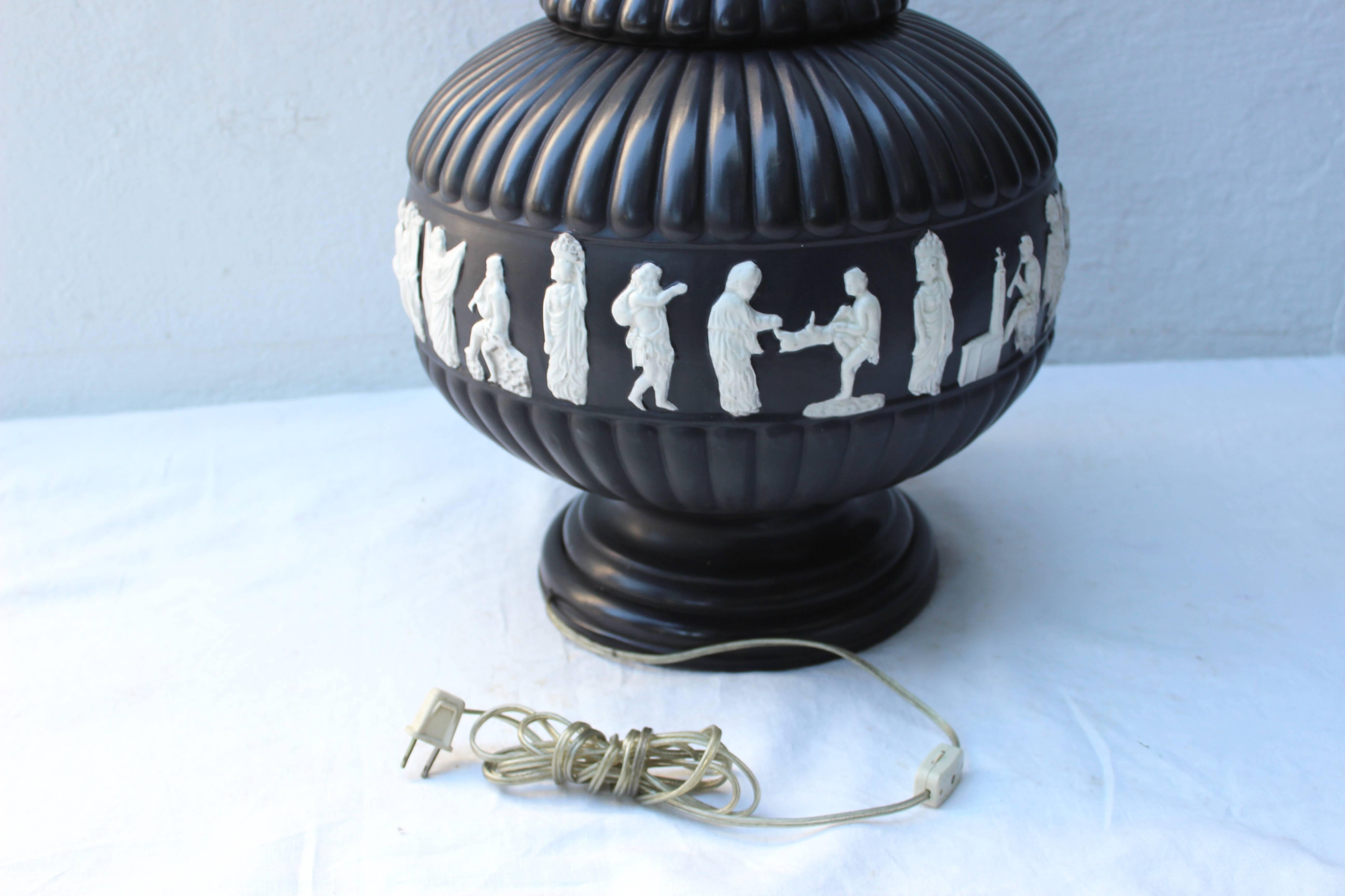 Lampada in stile Wedgwood nera in vendita 3