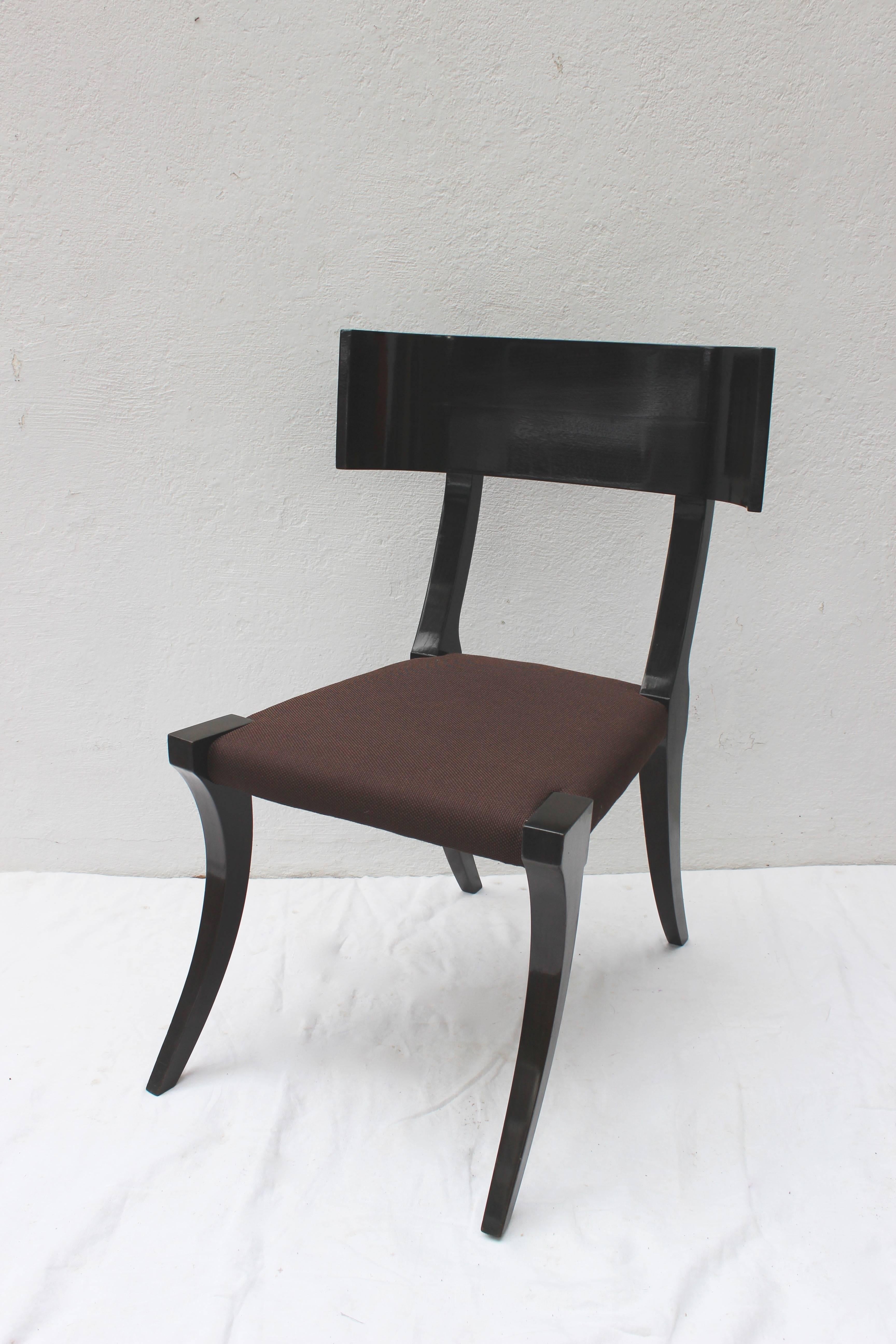 Klismos Style Chair with Upholstered Seat