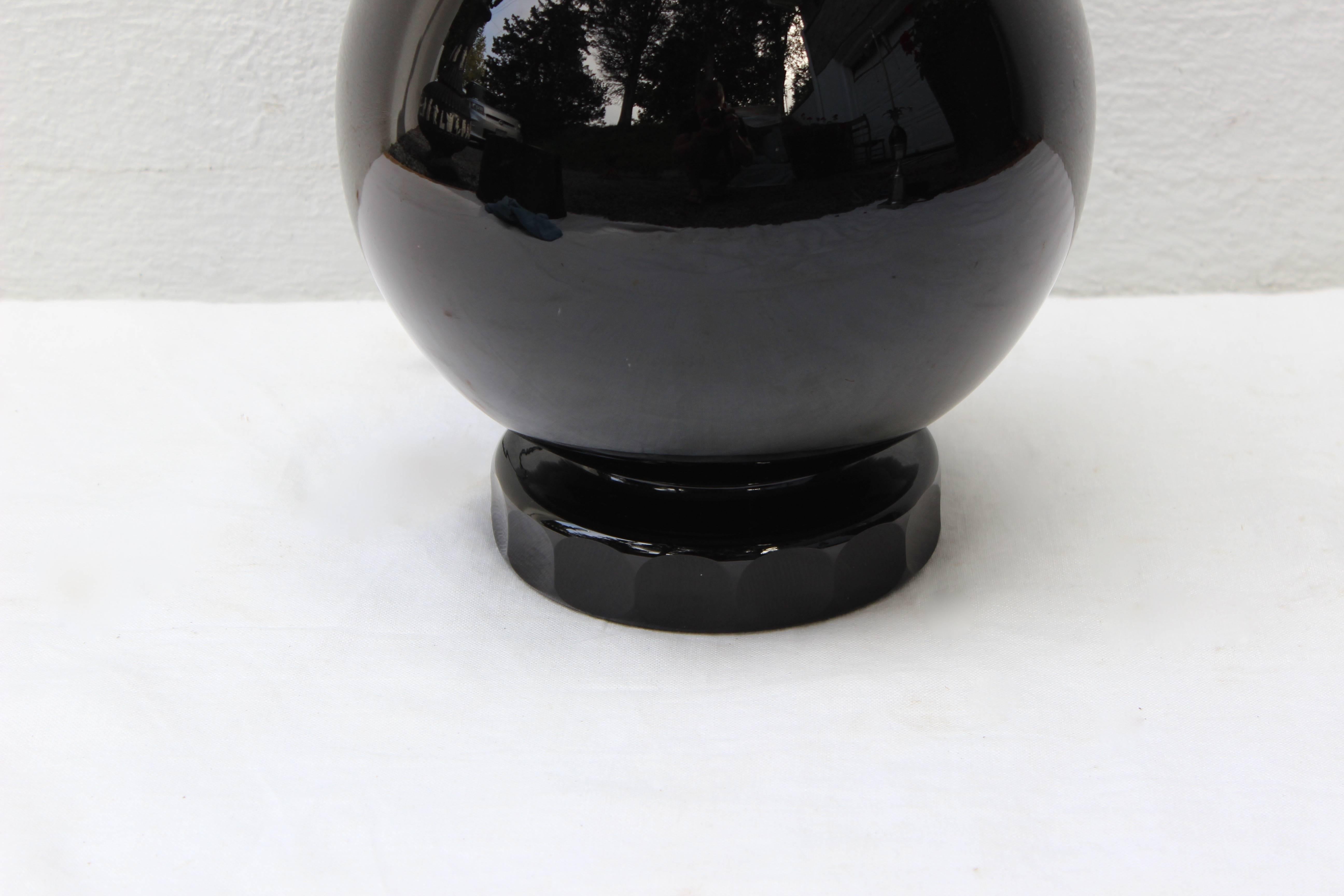 20th Century Black Glass Lamp