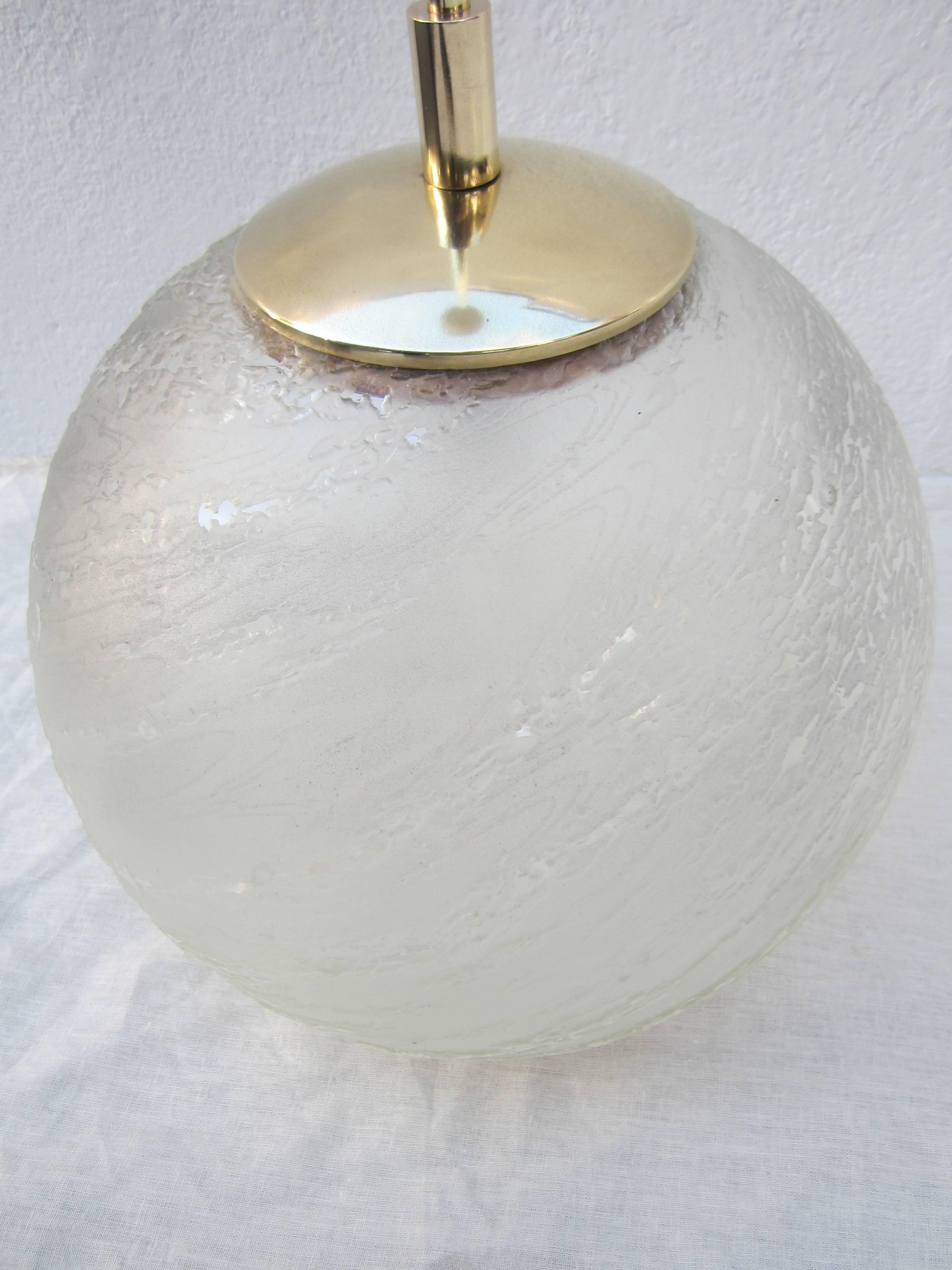 Sleek Italian textured Murano glass globe 15.5