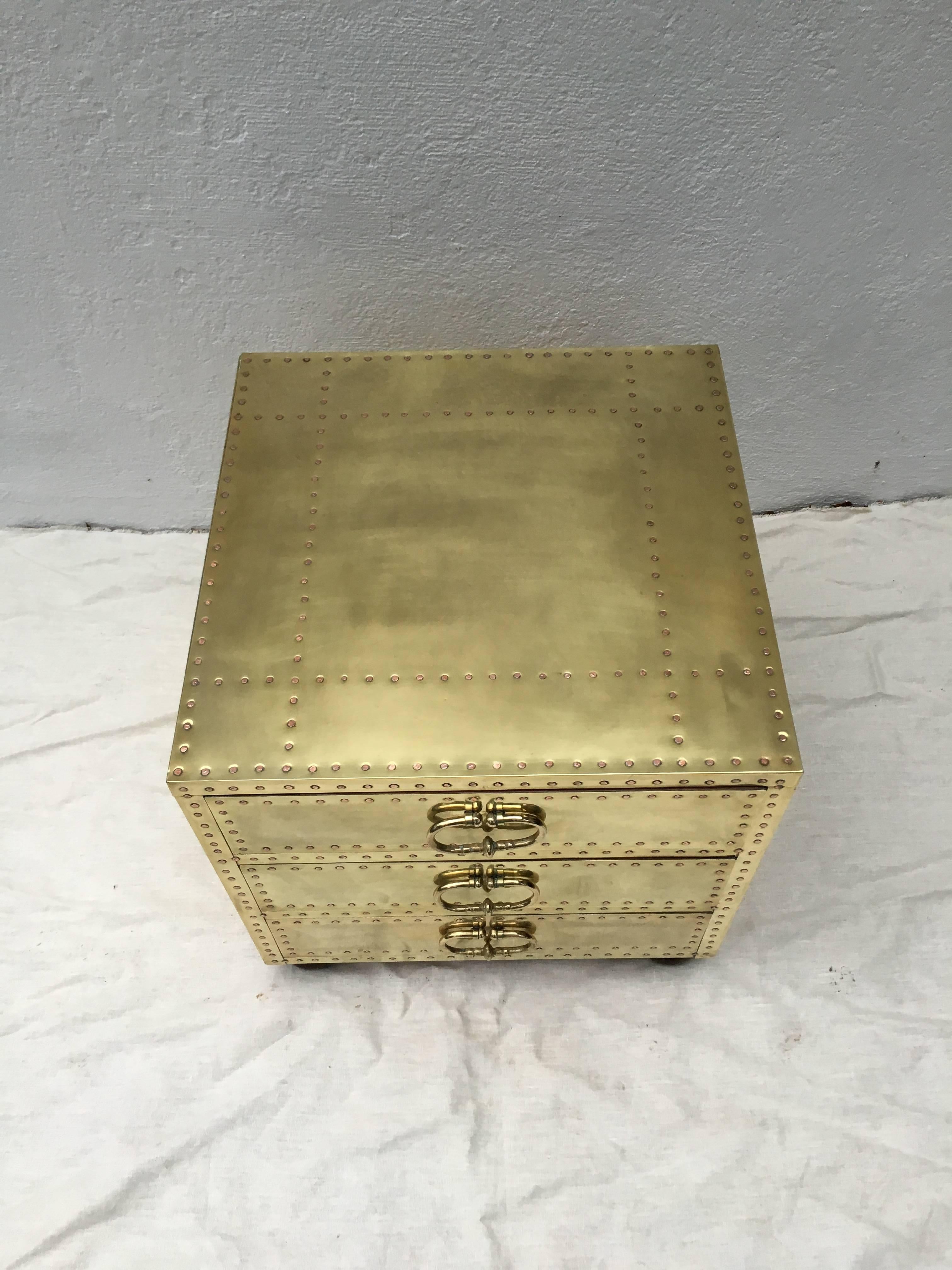 Brass Sarreid Chest In Excellent Condition In East Hampton, NY
