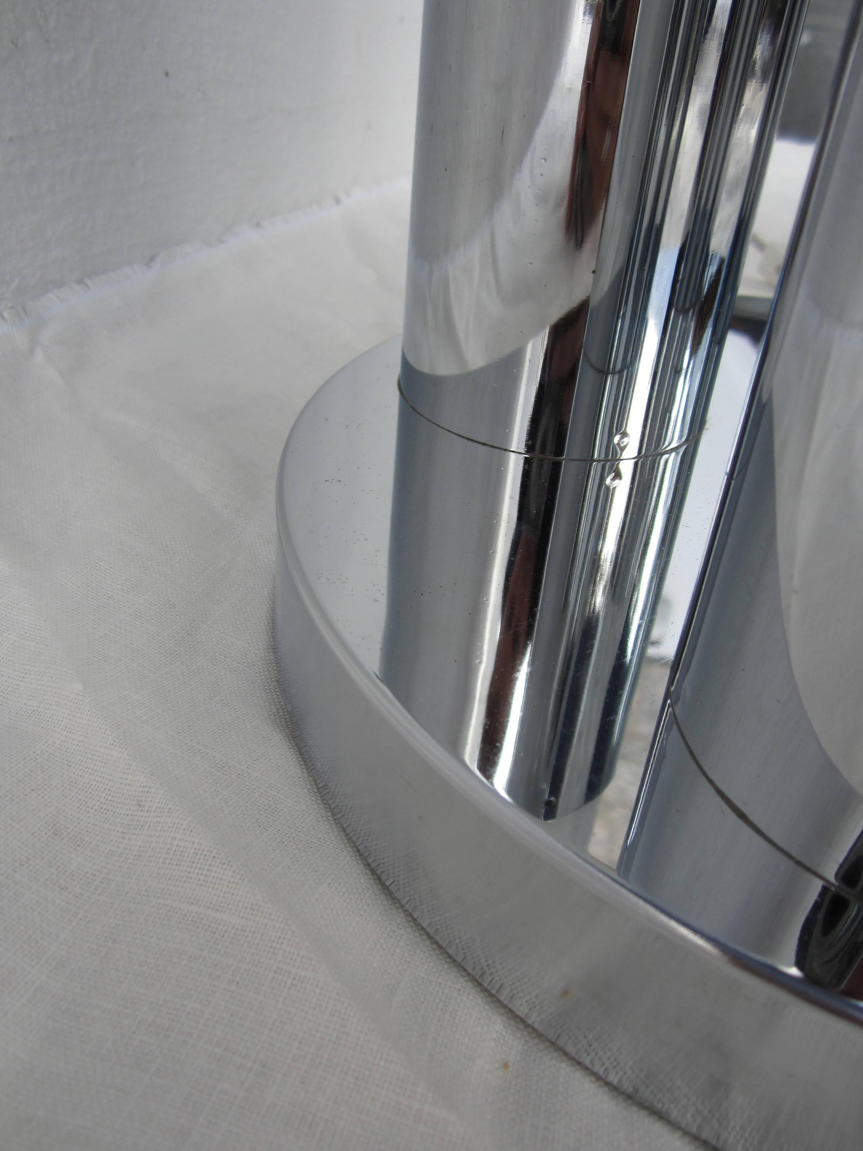 Great Murano glass lamp designed by Aldo Nason for Mazzega, chrome base with glass tubular diffusers.