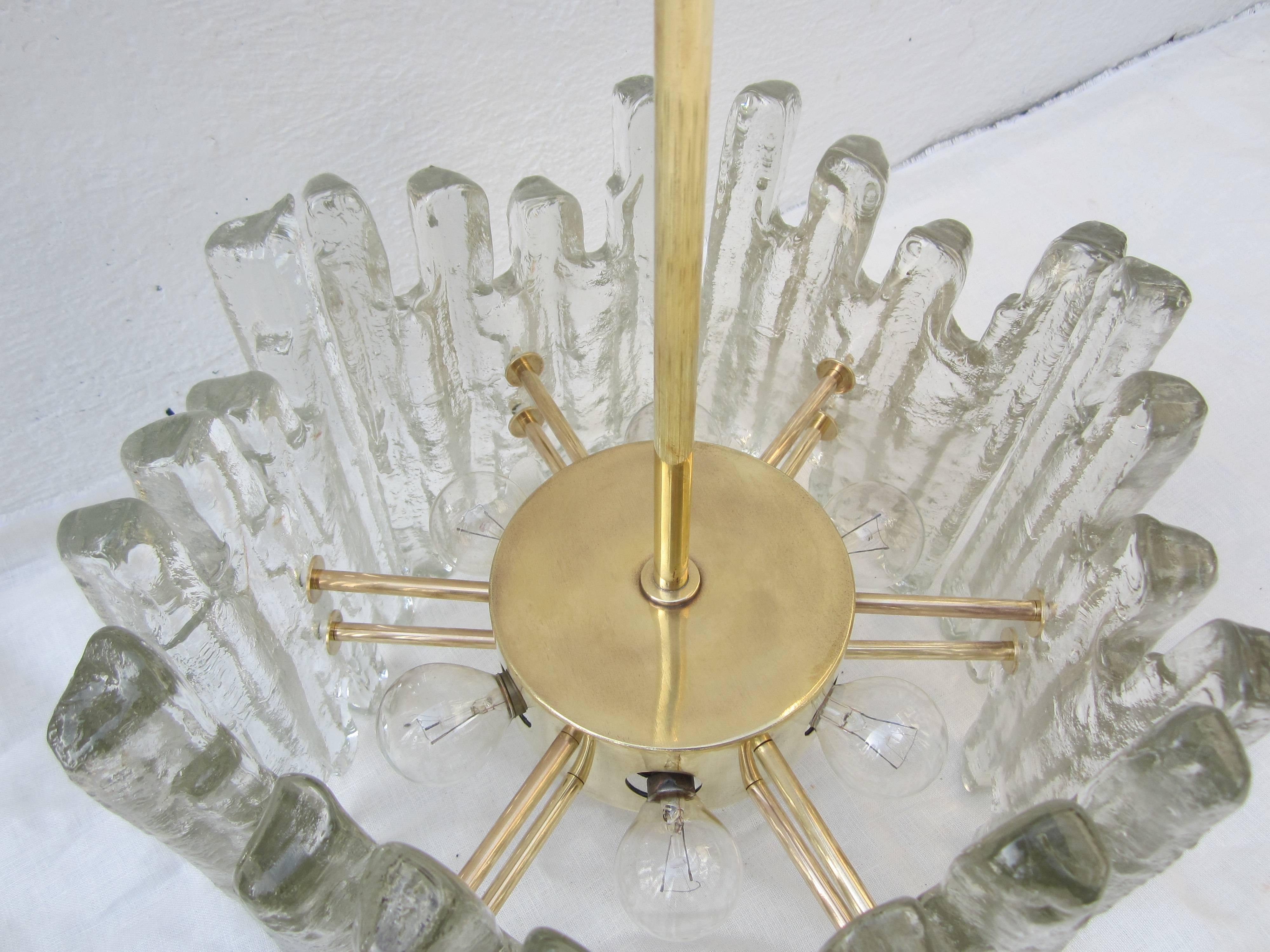 Brass and Glass Icicle Chandelier 3