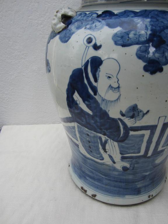 Large Pair of Chinese Blue and White Jars 1
