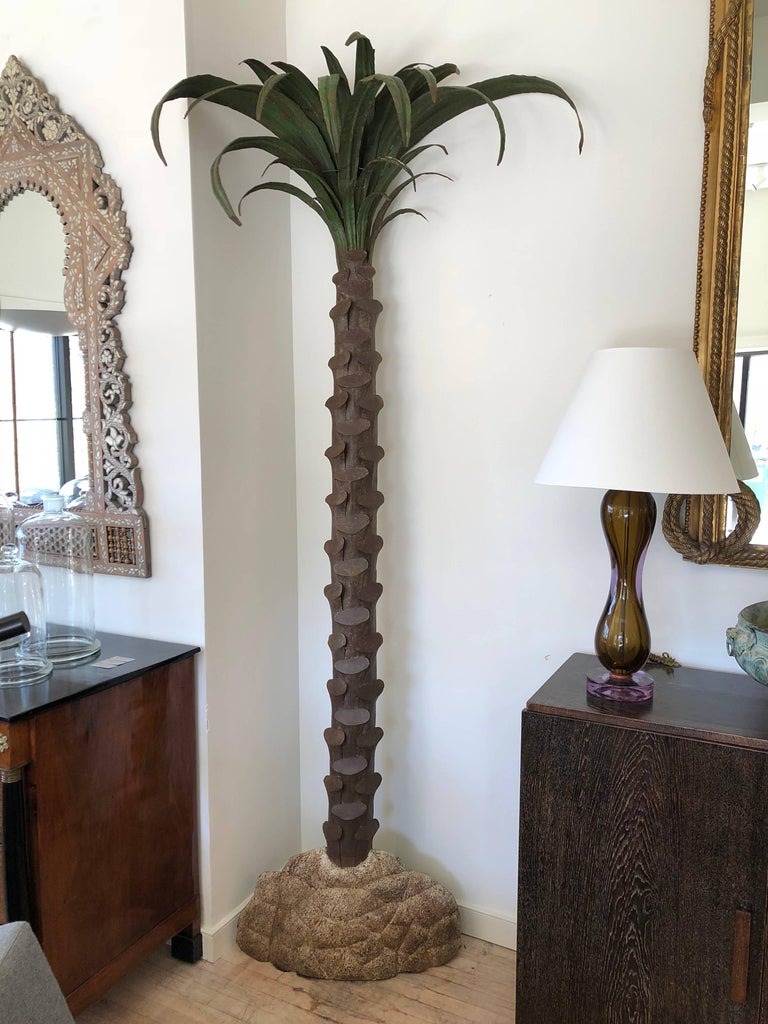 Large Pair of Tole Painted Palm Trees For Sale at 1stDibs