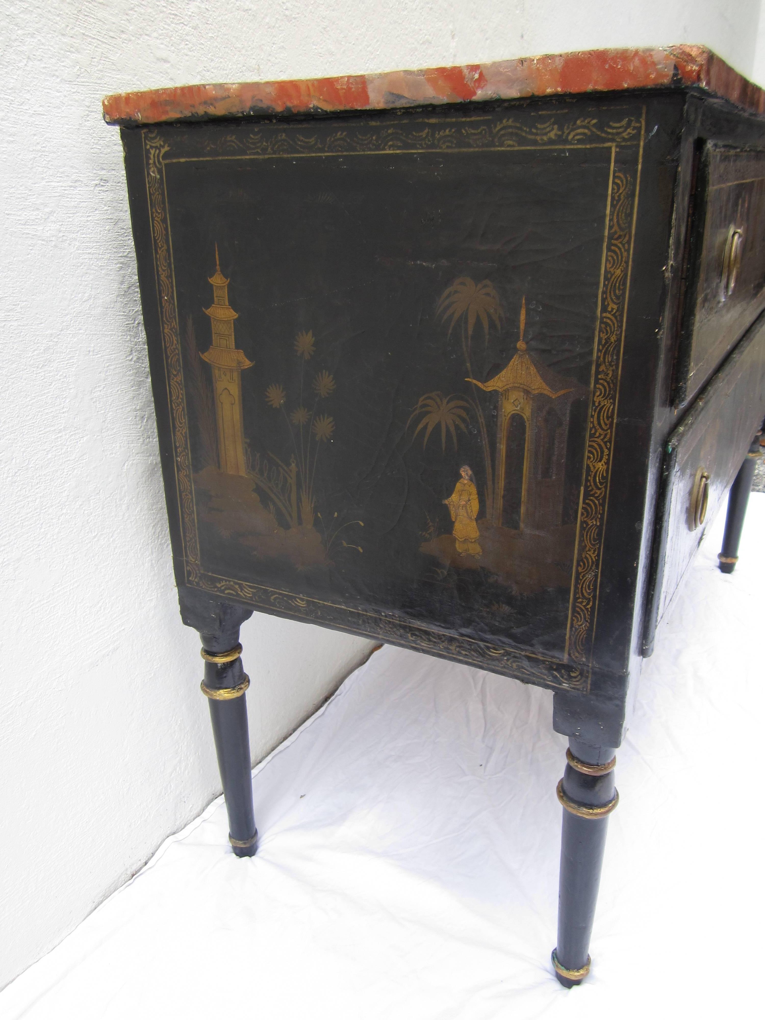 18th Century Chinoiserie Commode with Faux Marble Top 2