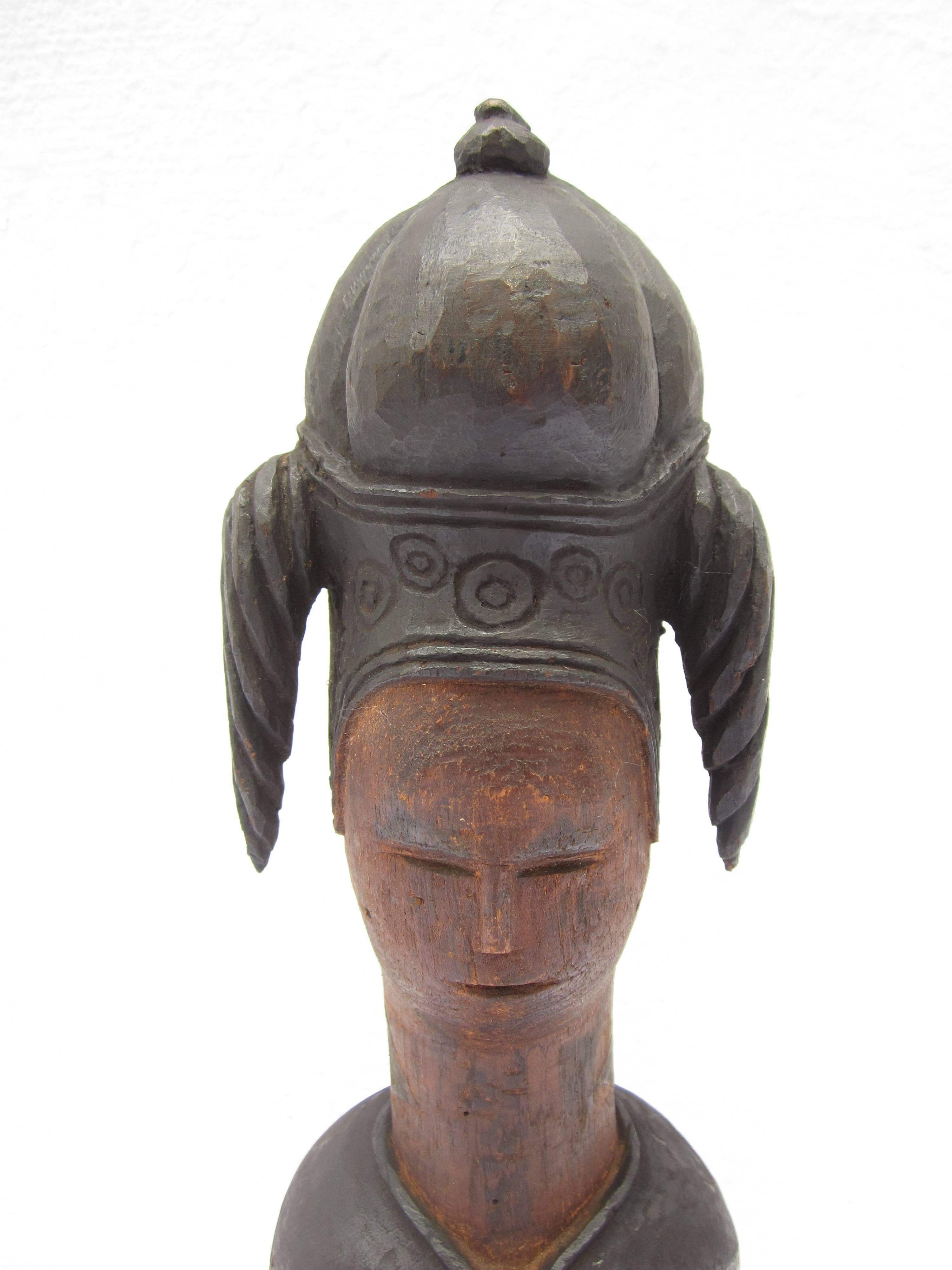 20th Century Tribal Wood Carved Statue For Sale