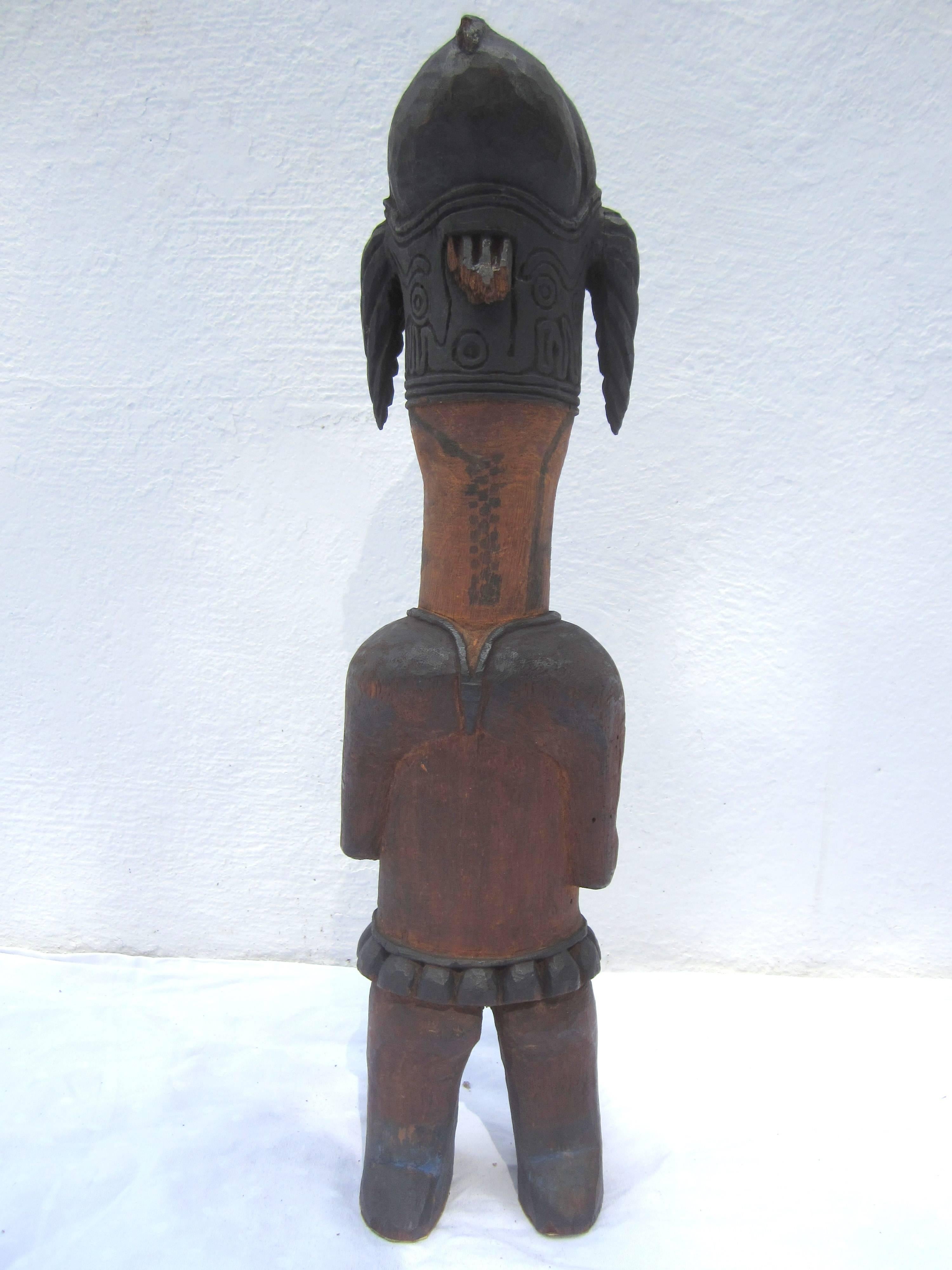 Tribal Wood Carved Statue In Excellent Condition For Sale In East Hampton, NY