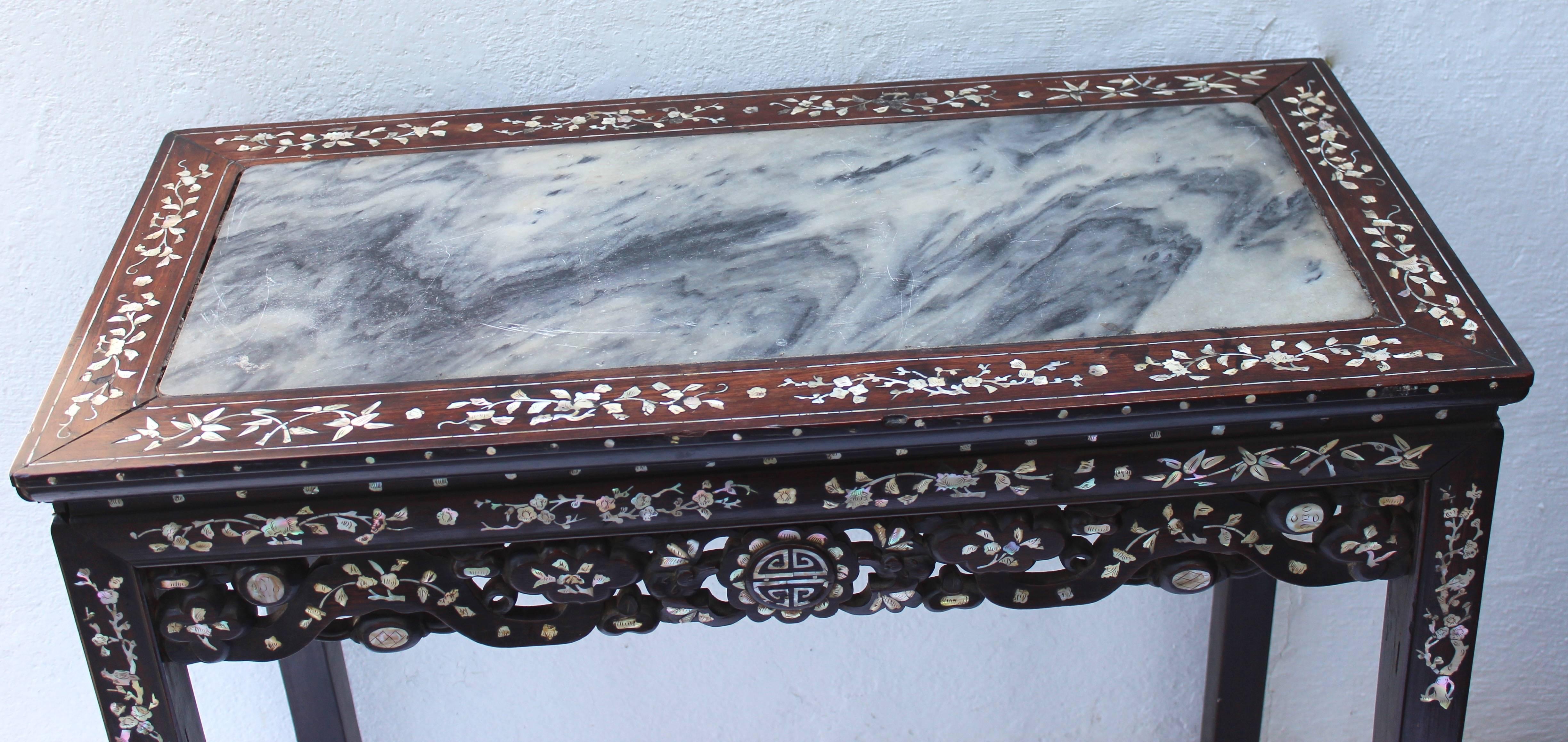 Chinese Mother of Pearl and Hardwood Altar Table