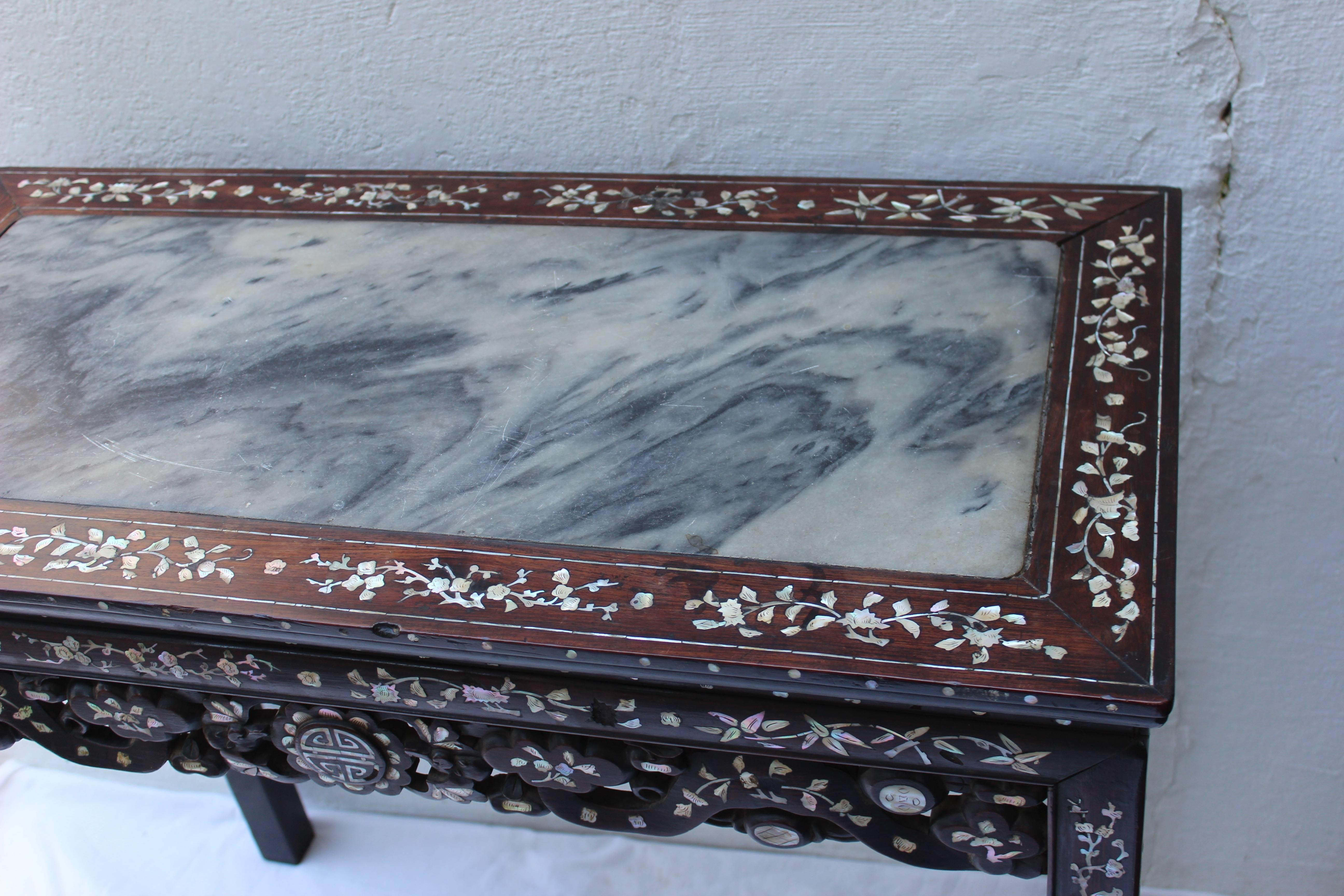 20th Century Mother of Pearl and Hardwood Altar Table