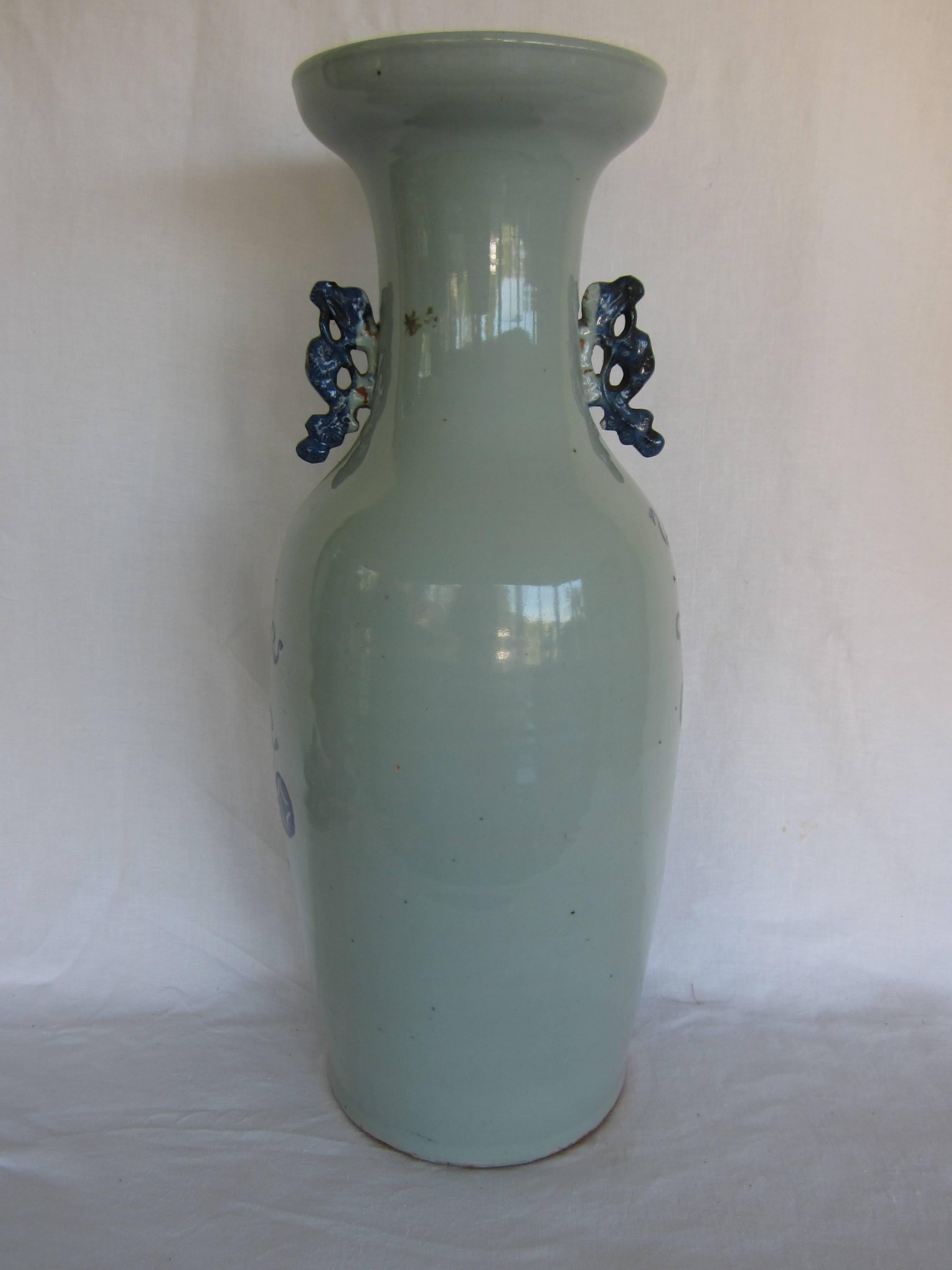 Ceramic Chinese Blue and White Vase For Sale
