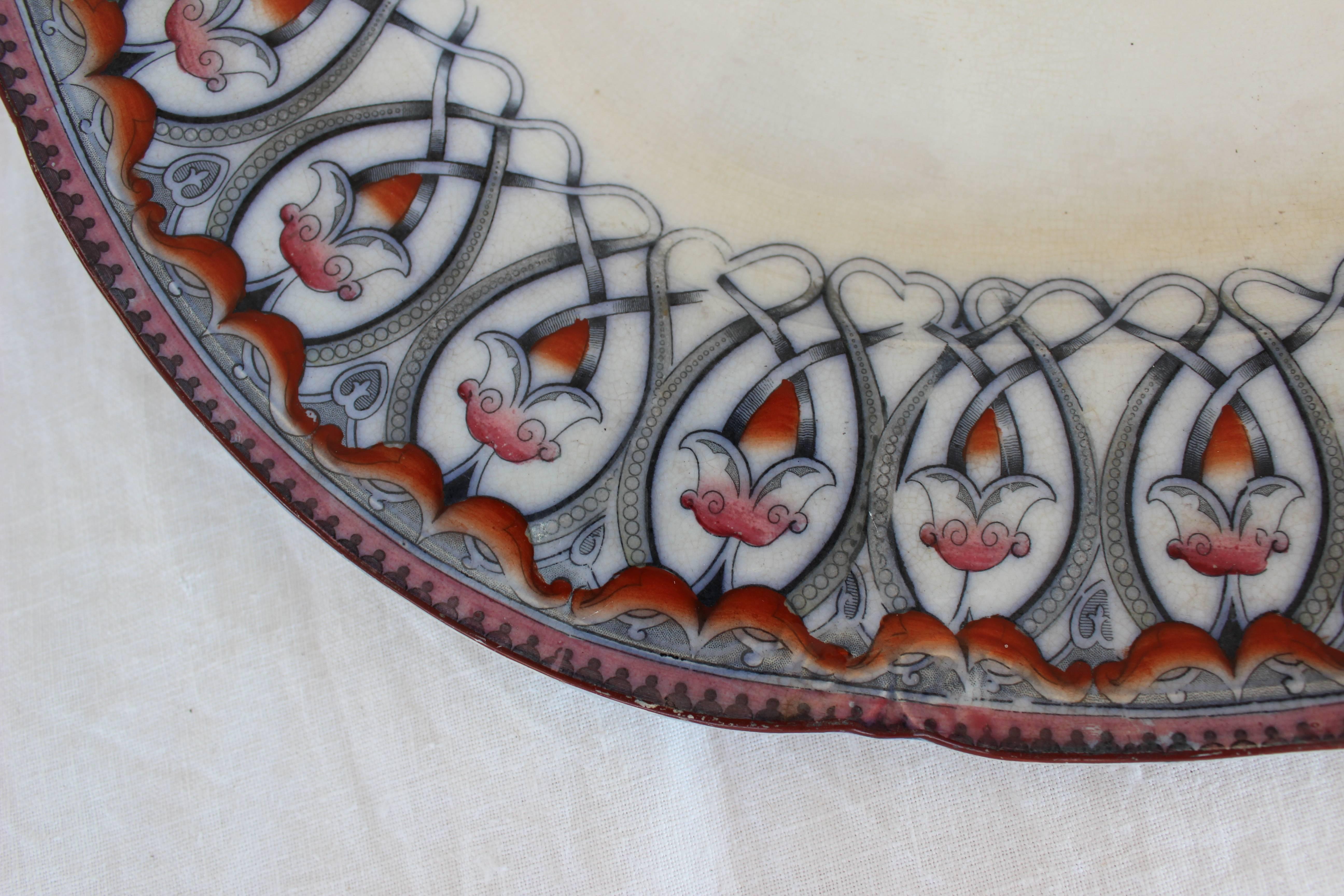 English Large Arabian Pattern Staffordshire Platter For Sale
