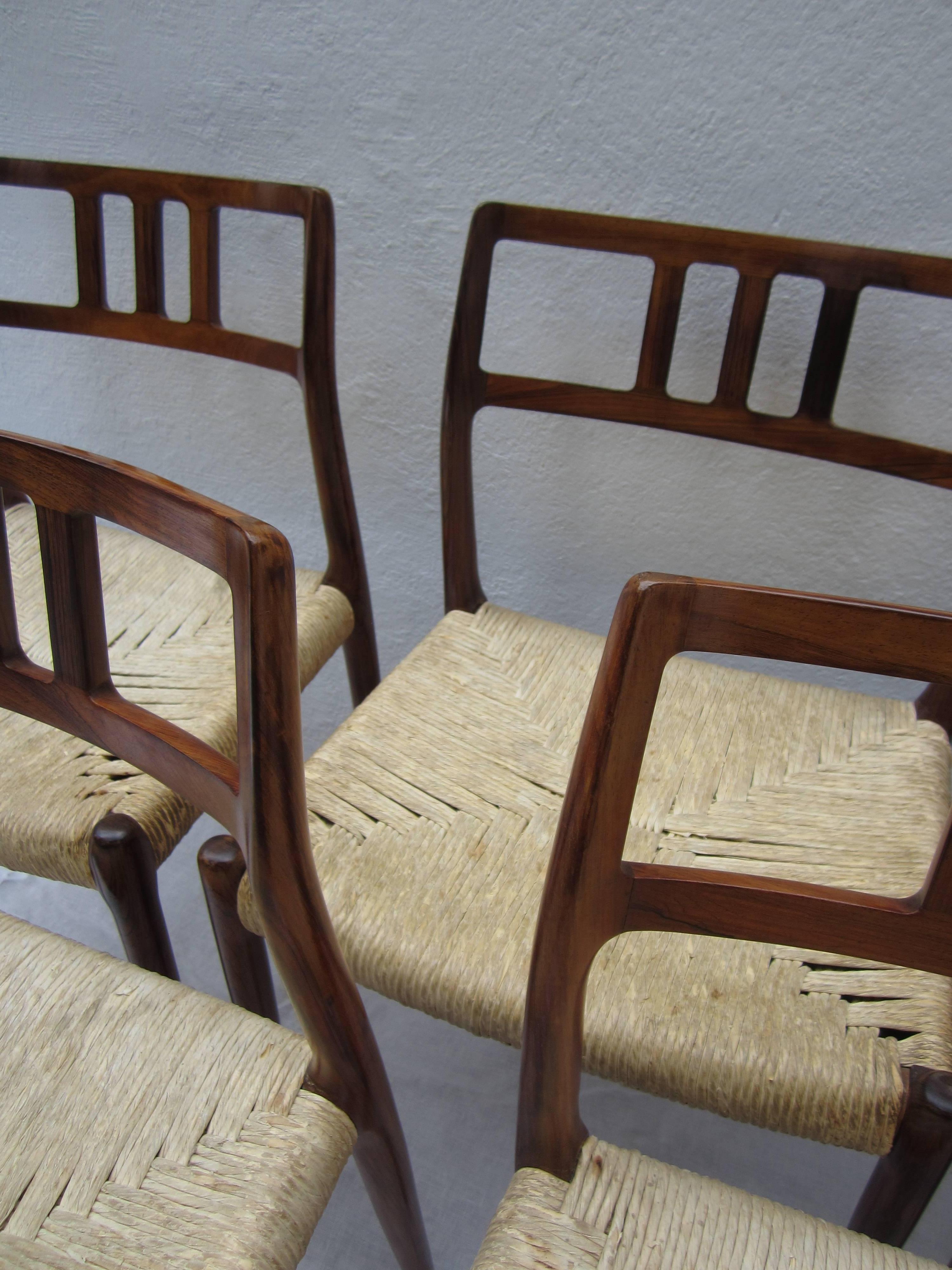 Set of Six Rosewood Niels O. Moller Chairs In Good Condition In East Hampton, NY