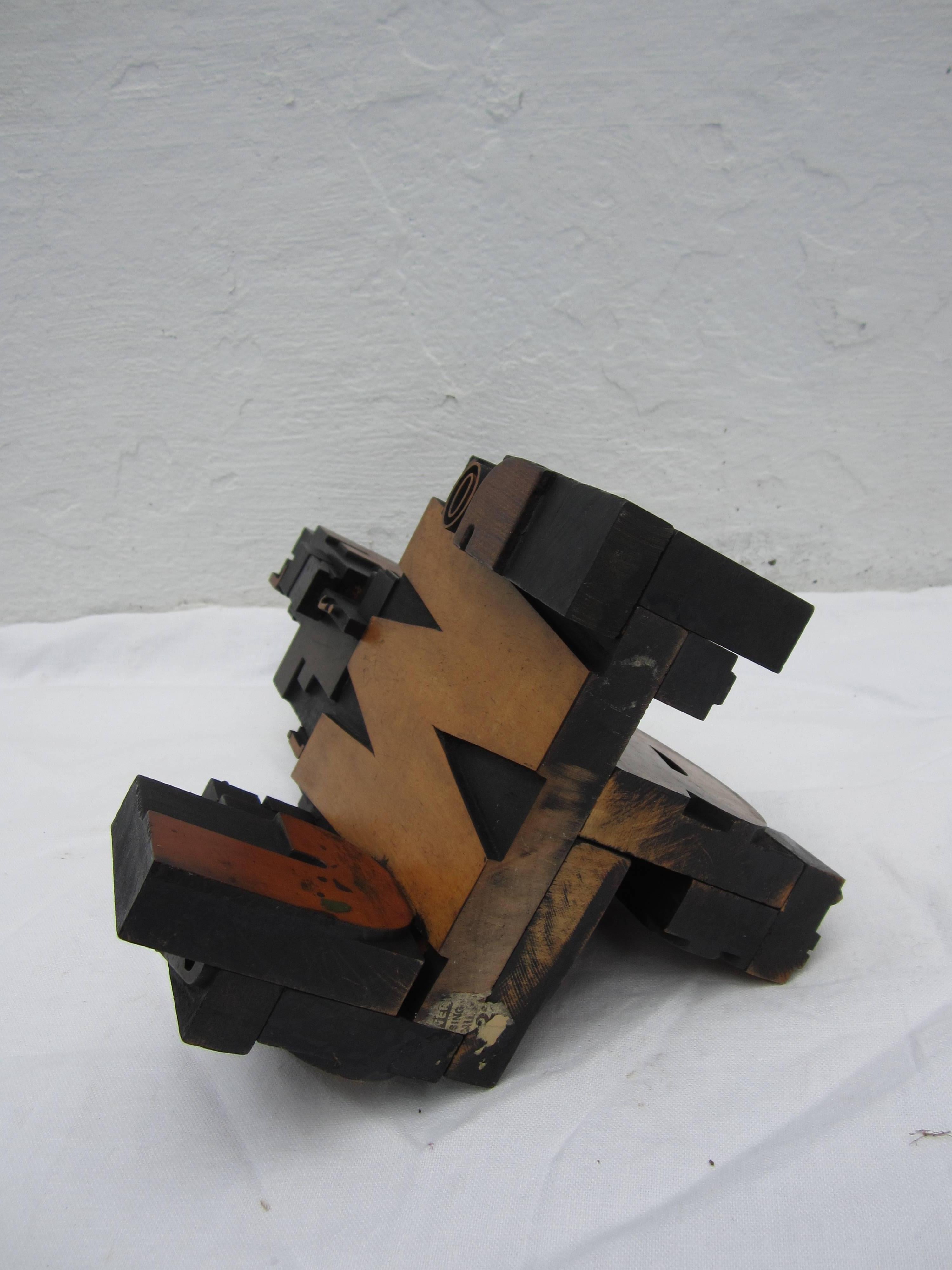 Letterpress Wood Block Sculpture For Sale 4