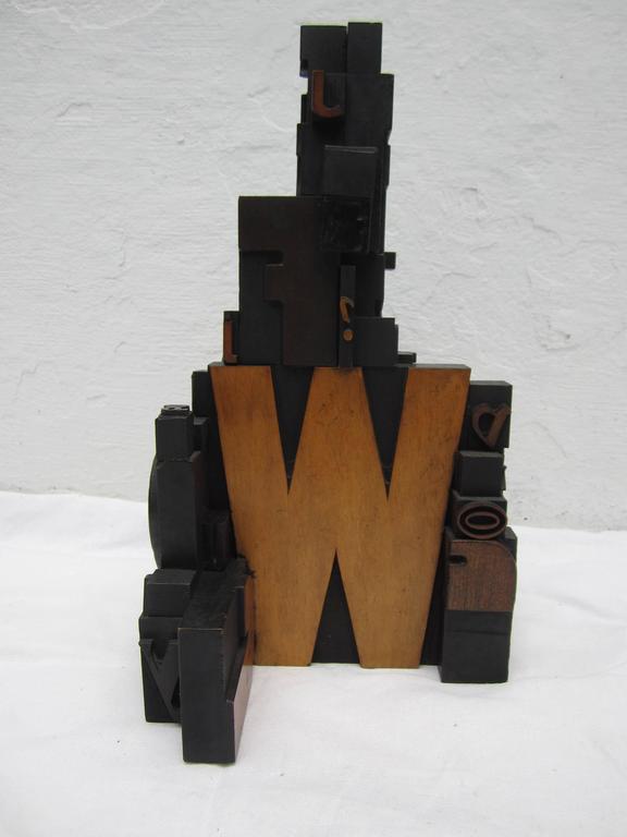 Letterpress Wood Block Sculpture For Sale at 1stDibs