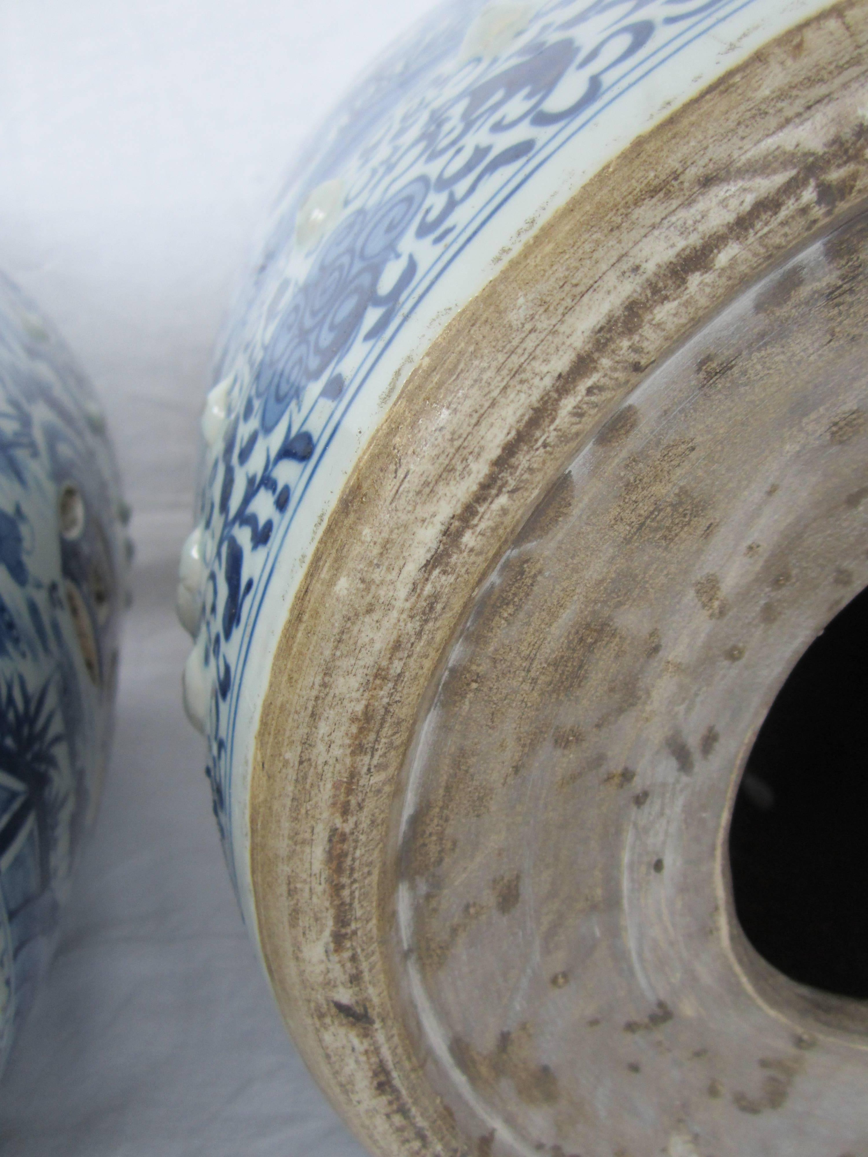 Pair of Chinese Blue and White Garden Seats 3
