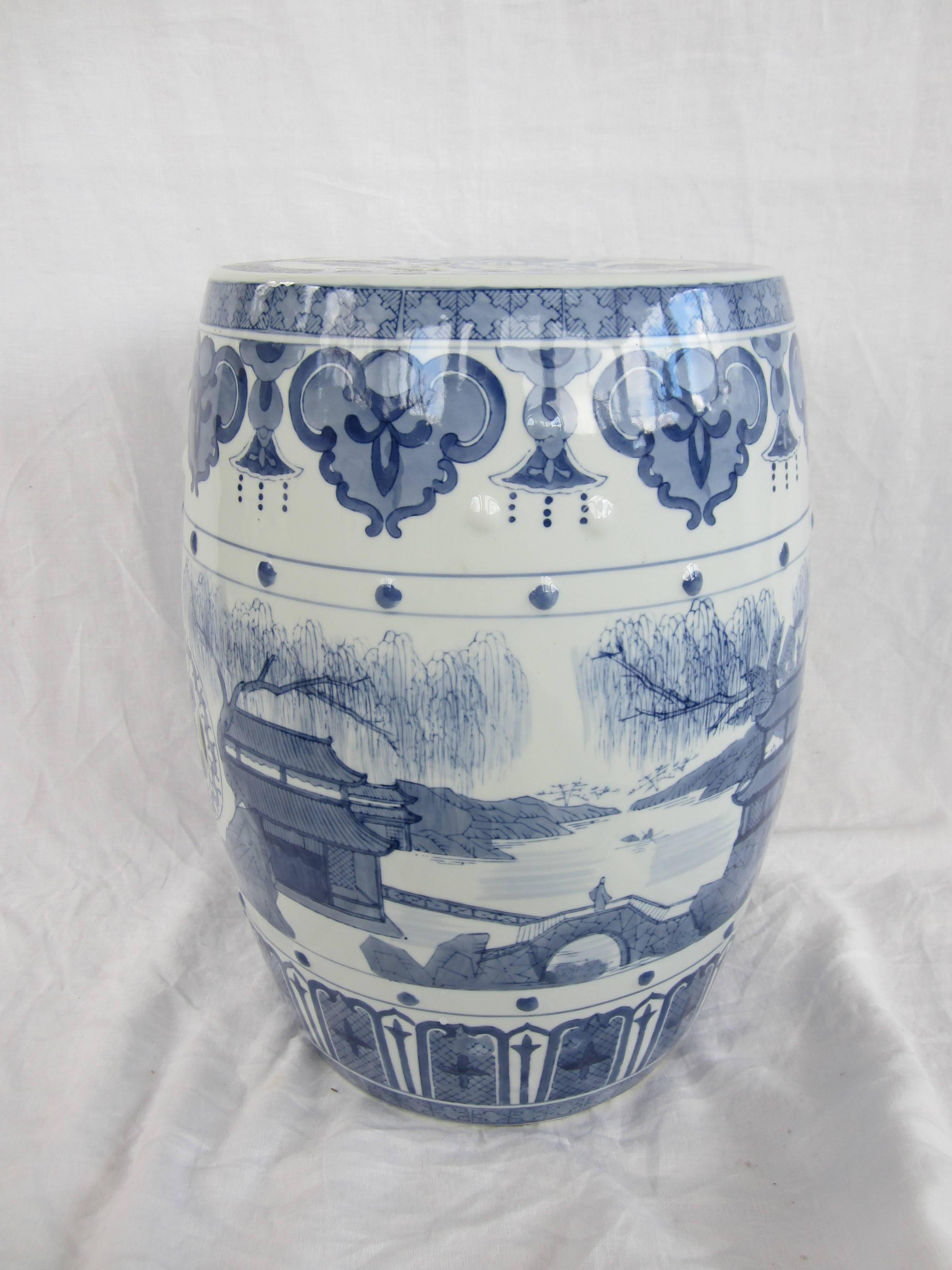 Late 20th Century Chinese Blue and White Garden Stool