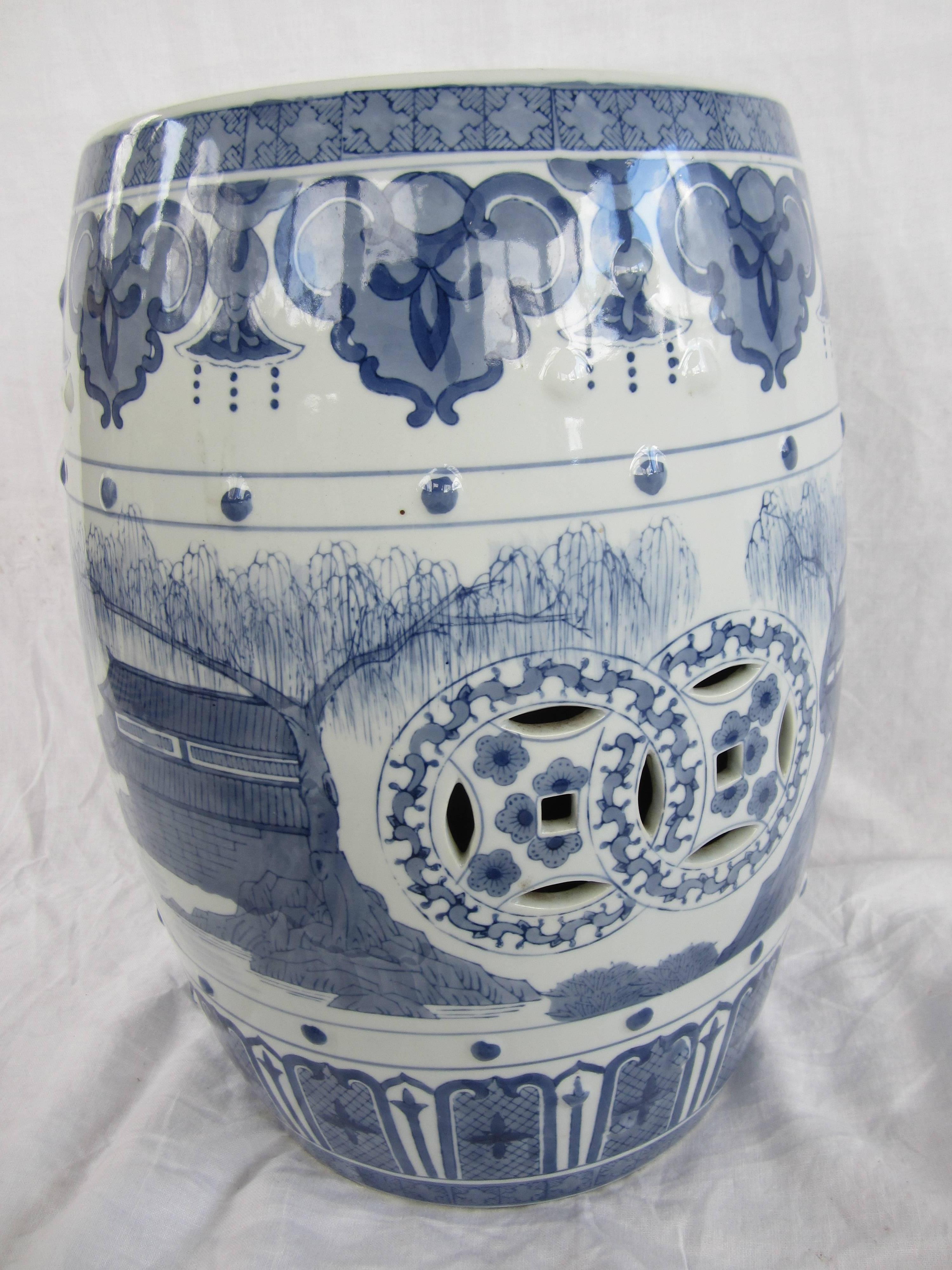 Chinese Blue and White Garden Stool 1