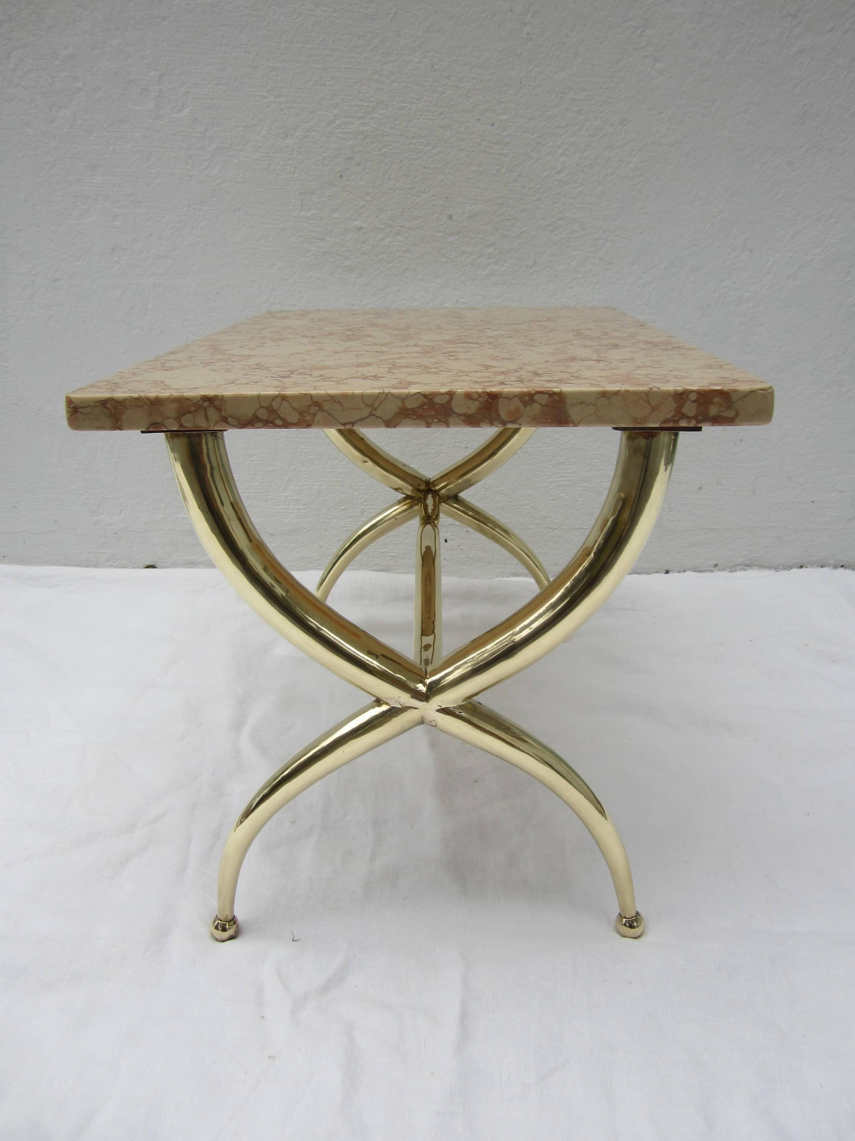 Marble and brass side table in style of Gio Ponti..... Made in Italy, 1950s.
Can be used as a side or coffee table......