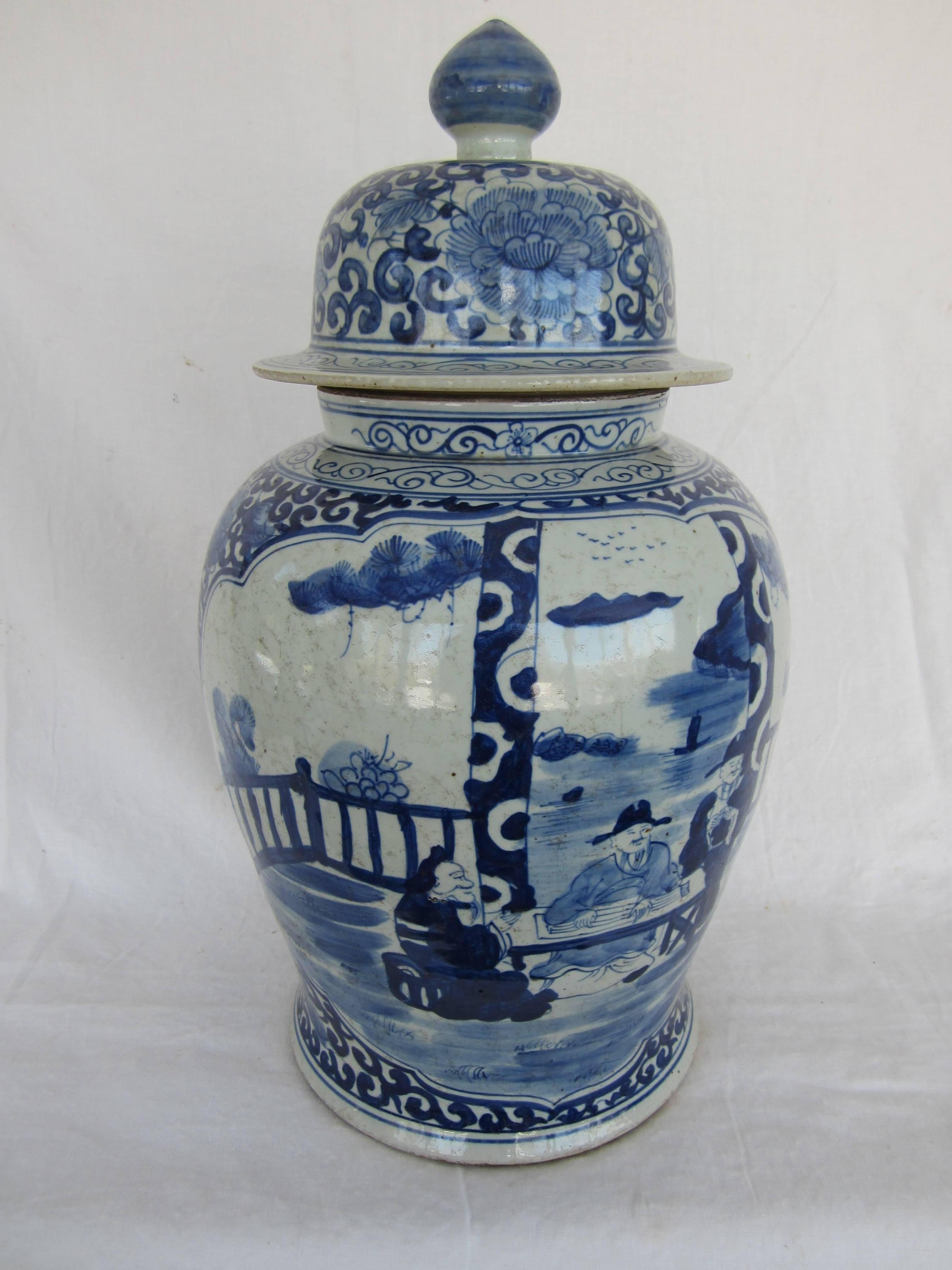 Chinese blue and white lidded jar.