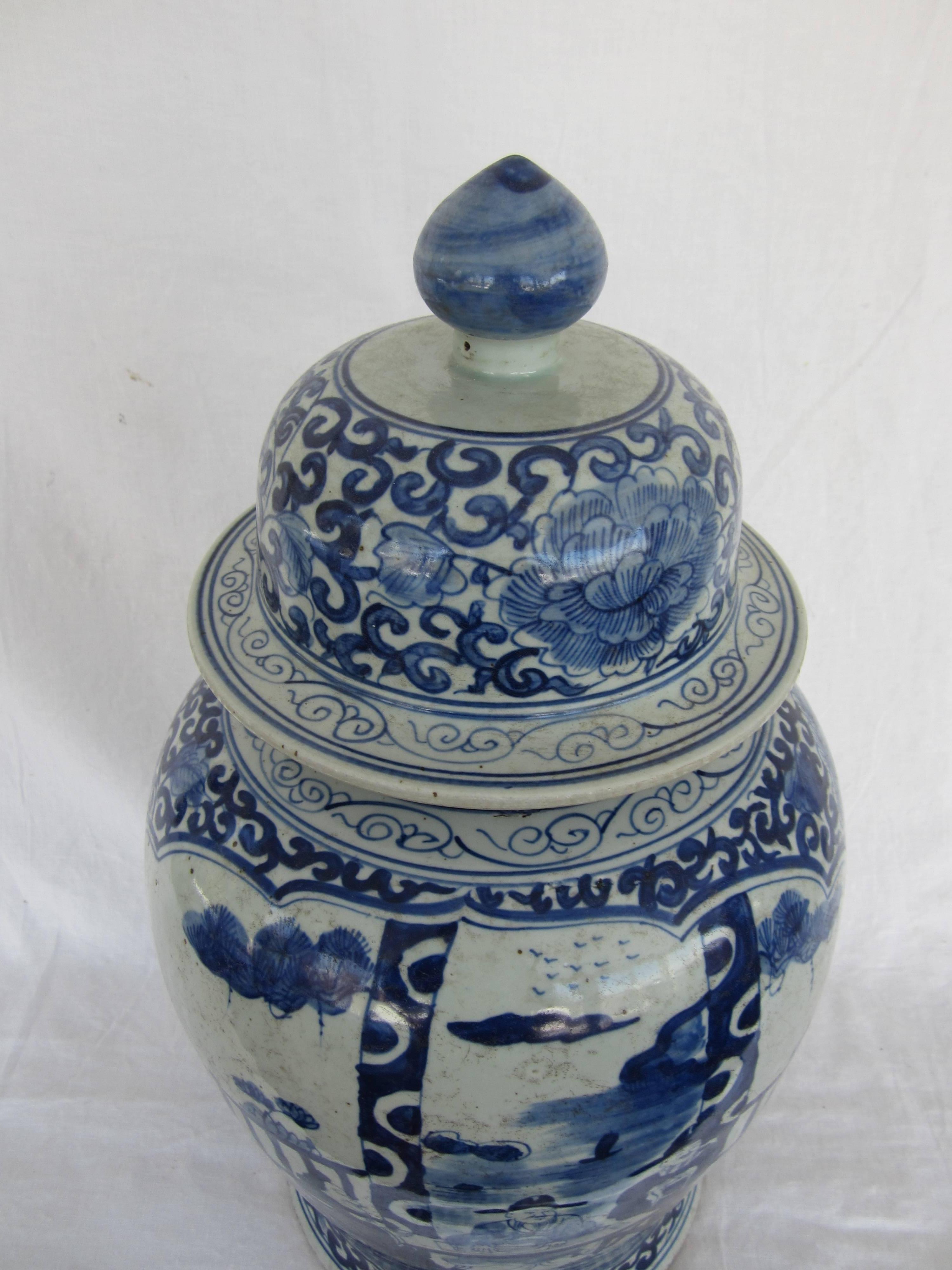 20th Century Chinese Blue and White Lidded Jar