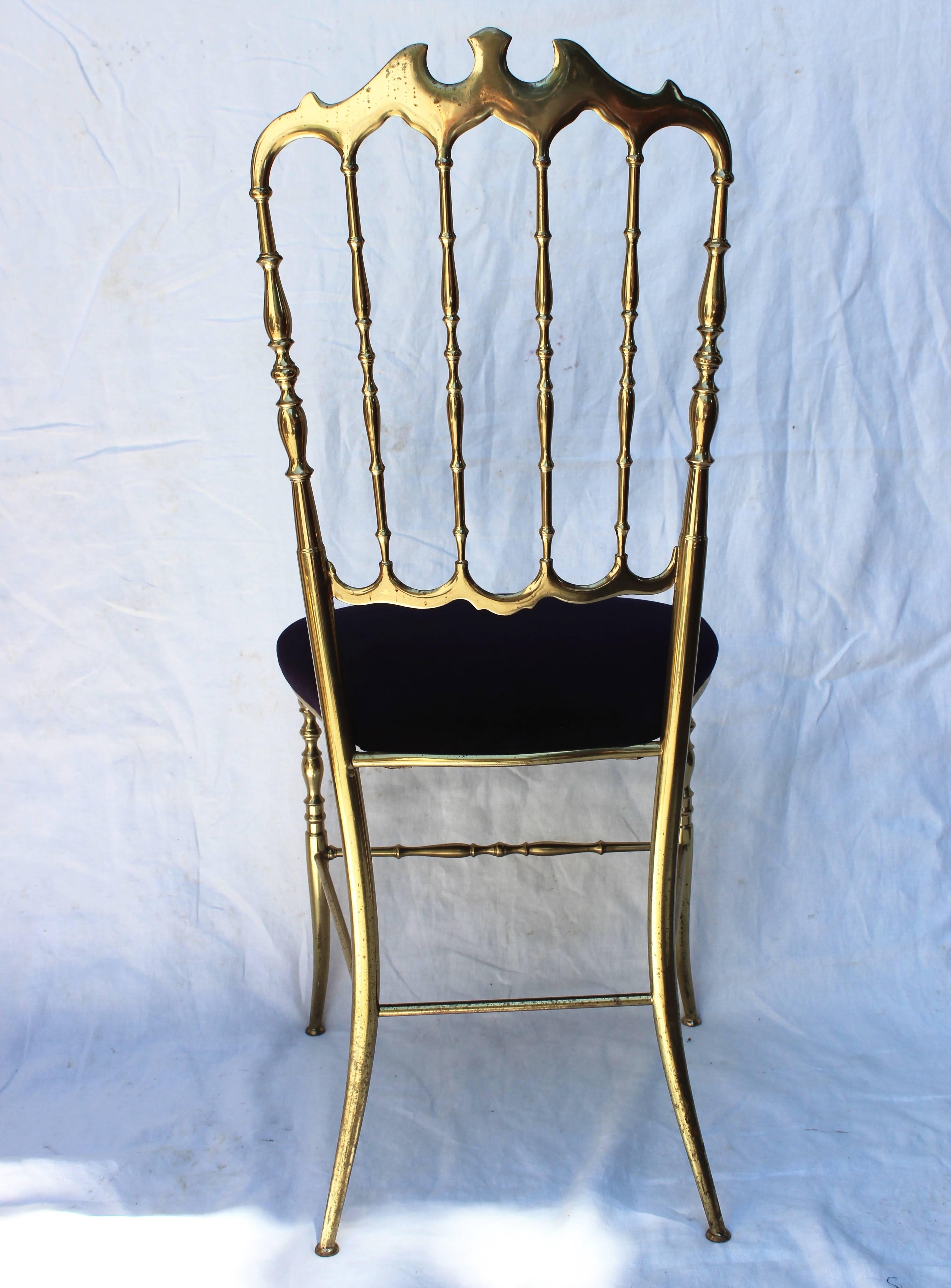 Italian Brass Chiavari Chair In Good Condition In East Hampton, NY
