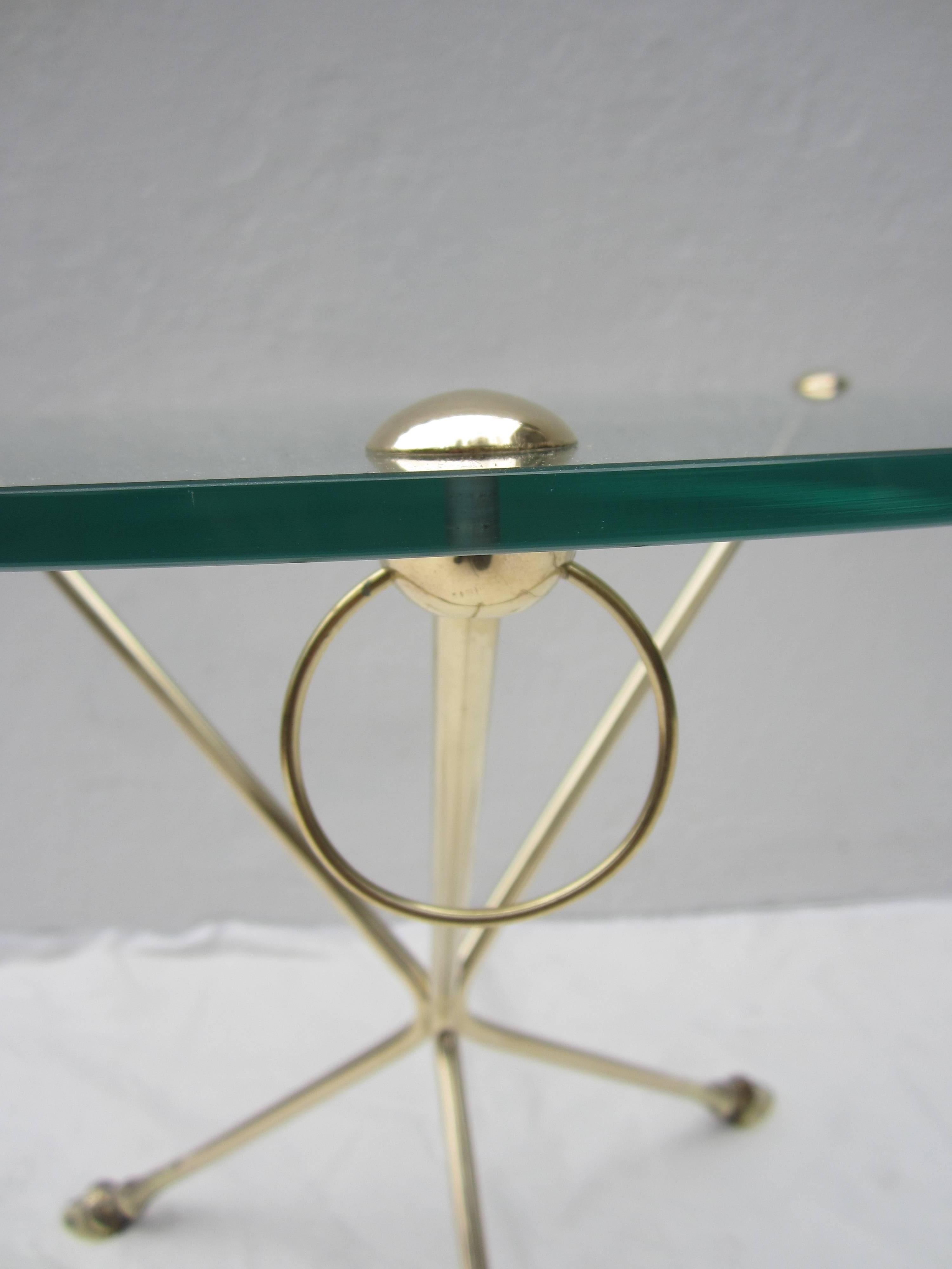 French Pair of Bagues Style Bronze and Glass Tables For Sale