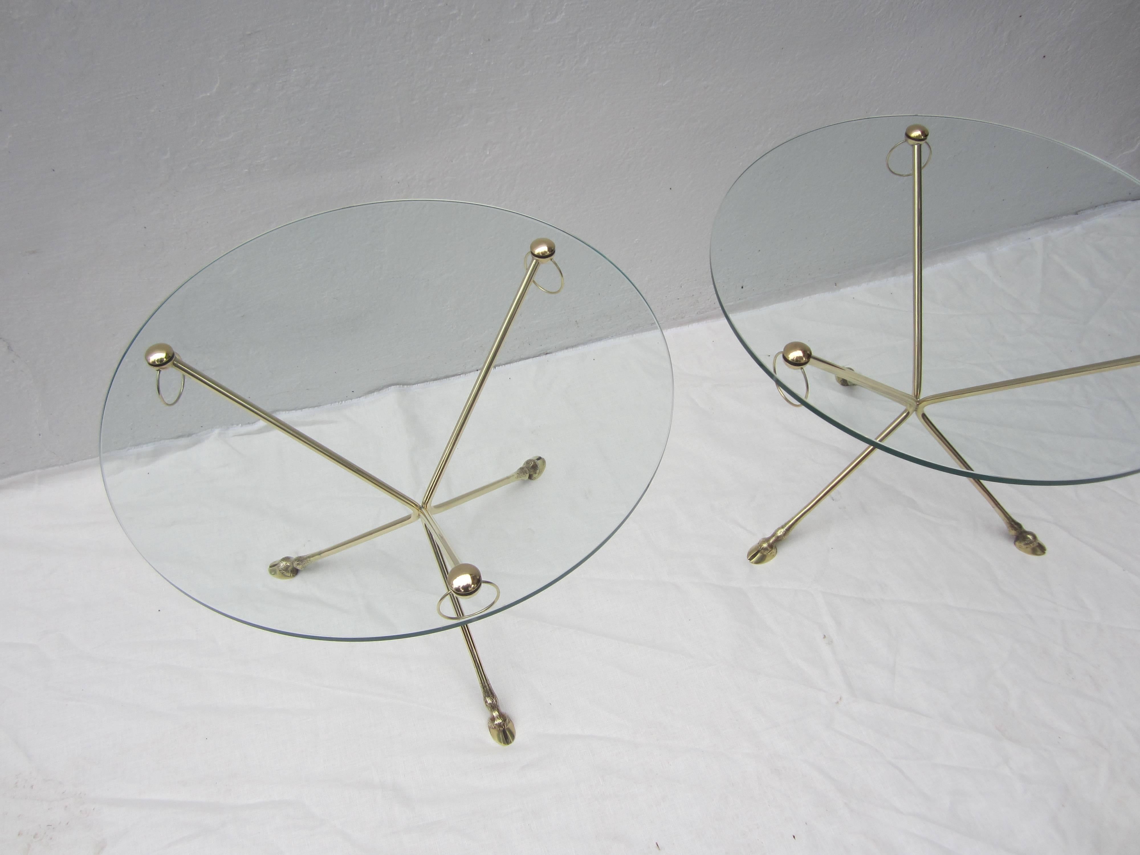 Pair of Bagues Style Bronze and Glass Tables For Sale 1