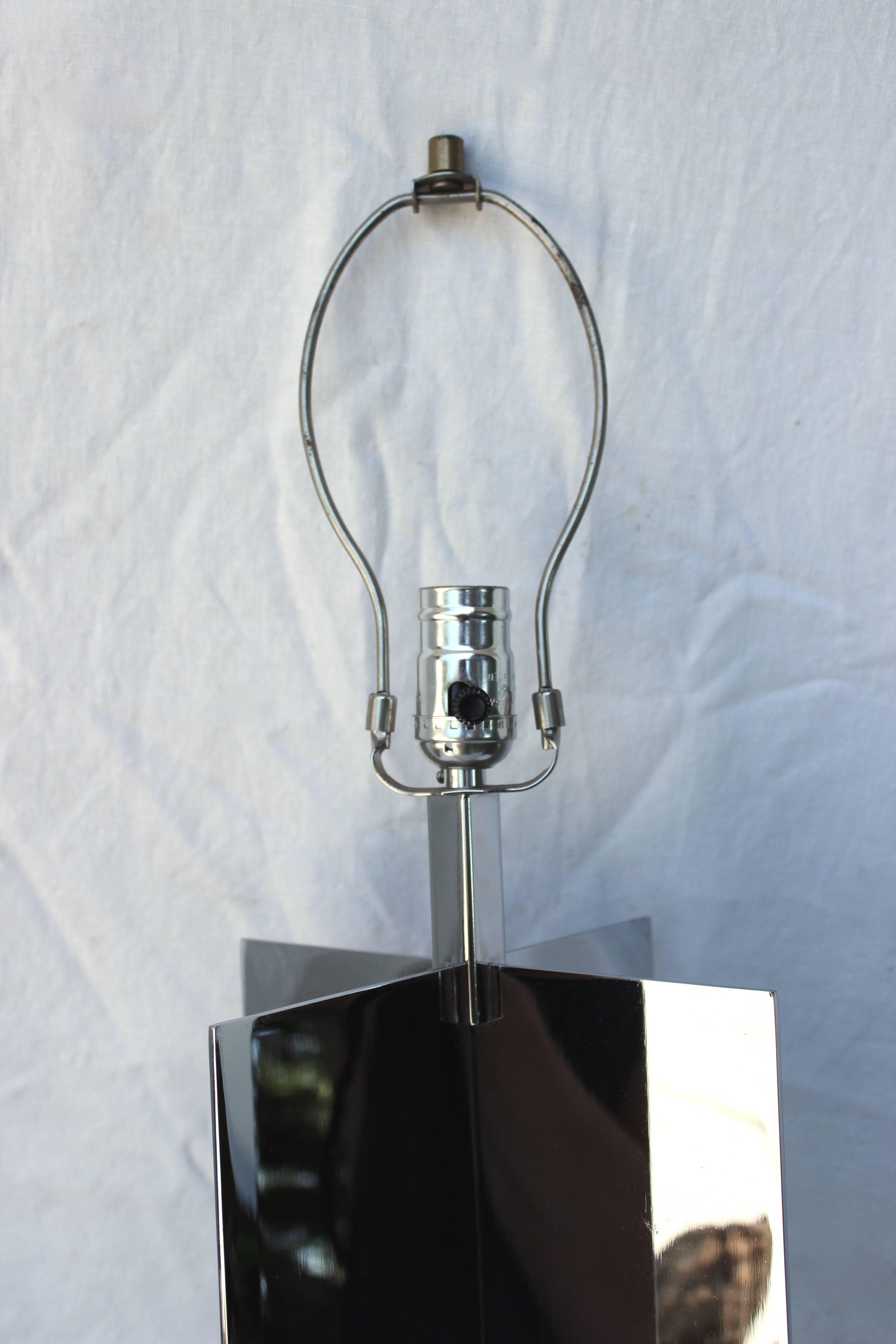American Modern Polished Steel Lamp