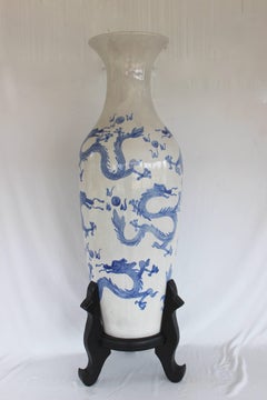 Large Chinese Blue and White Floor Vase